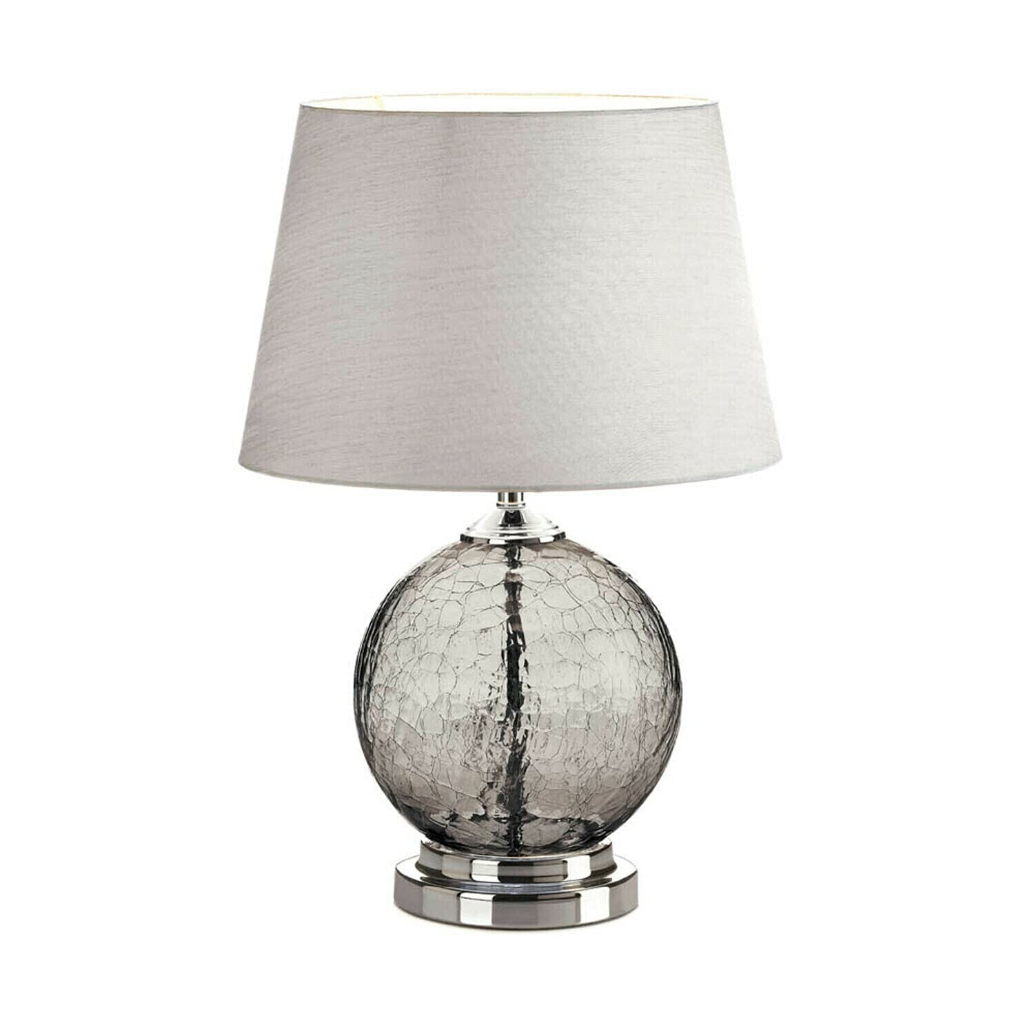 Zings & Thingz 10018358 Gray Sphere Grey Cracked Glass Table Lamp, 12.8&quot; X 12.8&quot; X 19.2&quot;, White