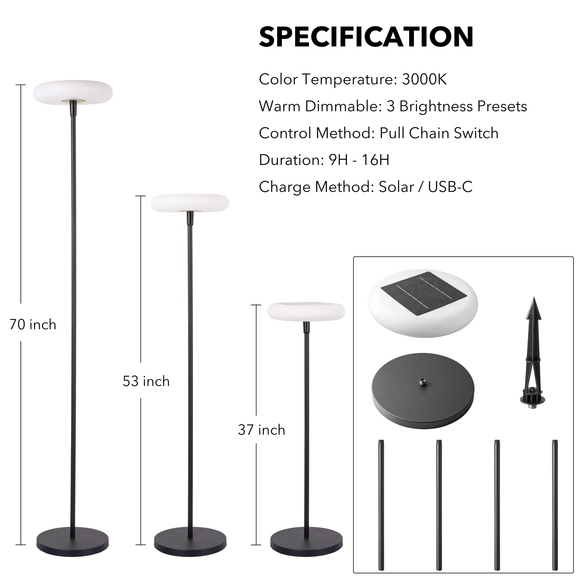 Favorite Garden Solar Powered Outdoor Floor Lamp - Weatherproof For Patio, Deck, Pool, Garden