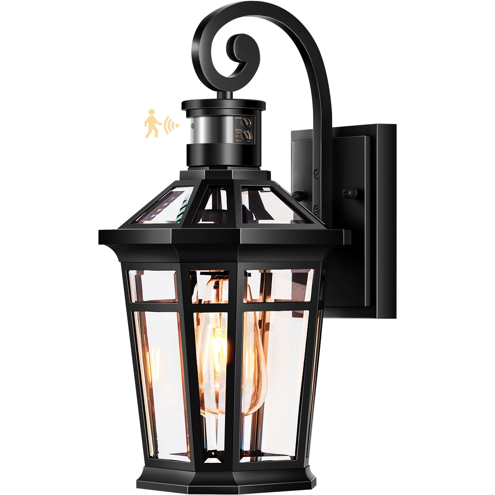 Opaxis Motion Sensor Outdoor Wall Lights  Black Dusk To Dawn Porch Light Wall Mount  Exterior Lighting Fixtures  Outdoor Wall Sconce Lantern With Adjustable Sensor Range  Coach Lights For Garage Patio