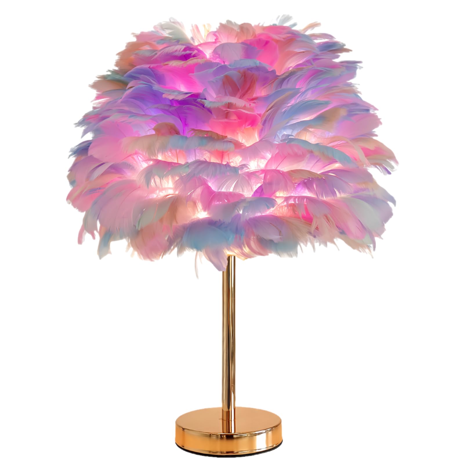 ZYLEIESENBAO Colorful Feather Lamp Creative Teen Feather Table Lamp Romantic Cute Girl Bedside Lamp Princess Nightstand Light fo