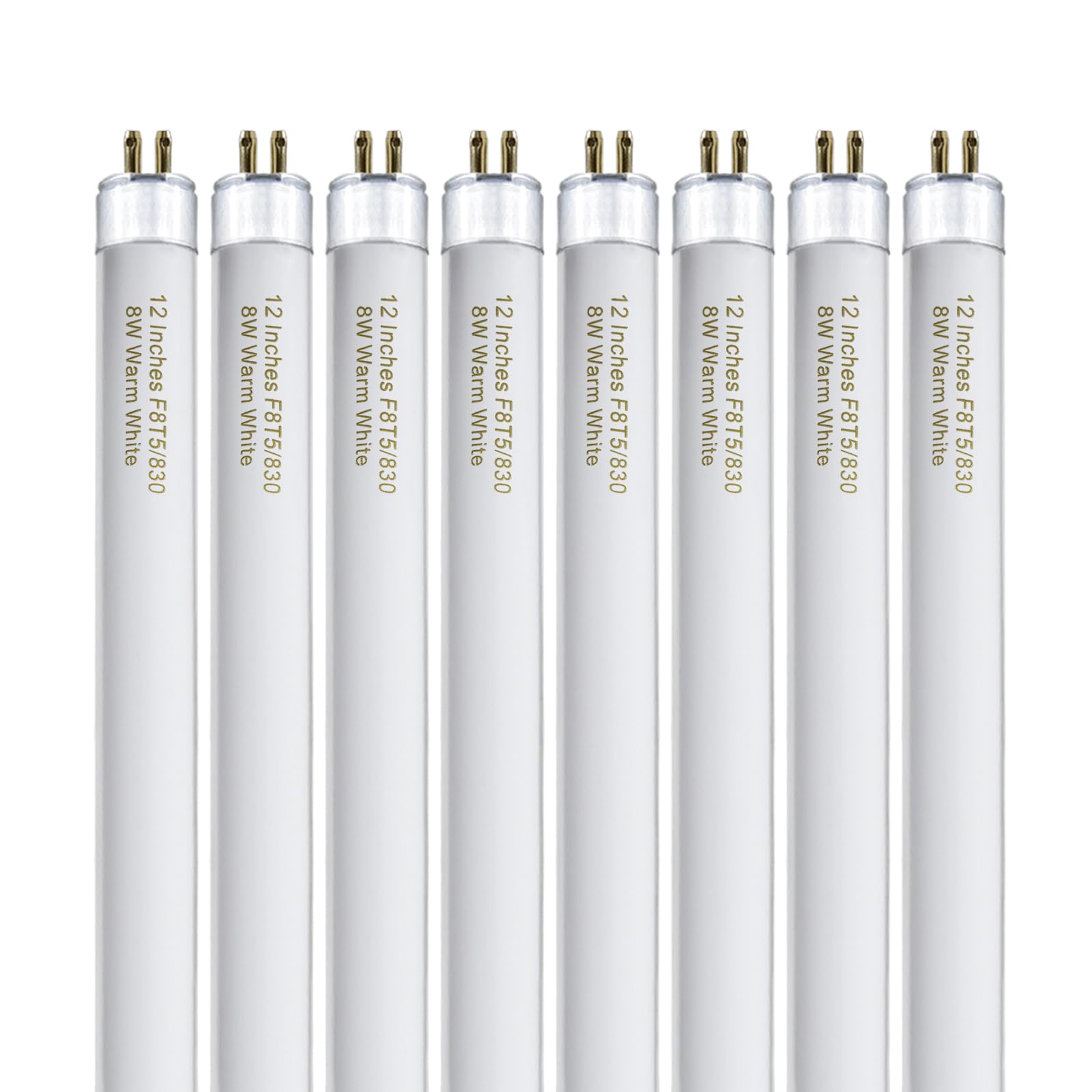 Konideke 8 Pack F8T5/WW Fluorescent Bulbs Warm White, 12 inch Under Cabinet Light Bulb, T5 8 Watt Fluorescent Tube Soft White, G