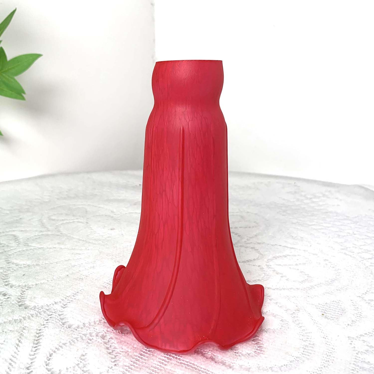 Bieye Ls97 Lily Flower Blown Glass Lampshade (Red, Opening I.D. 1.26'' X O.D. 1.5'')