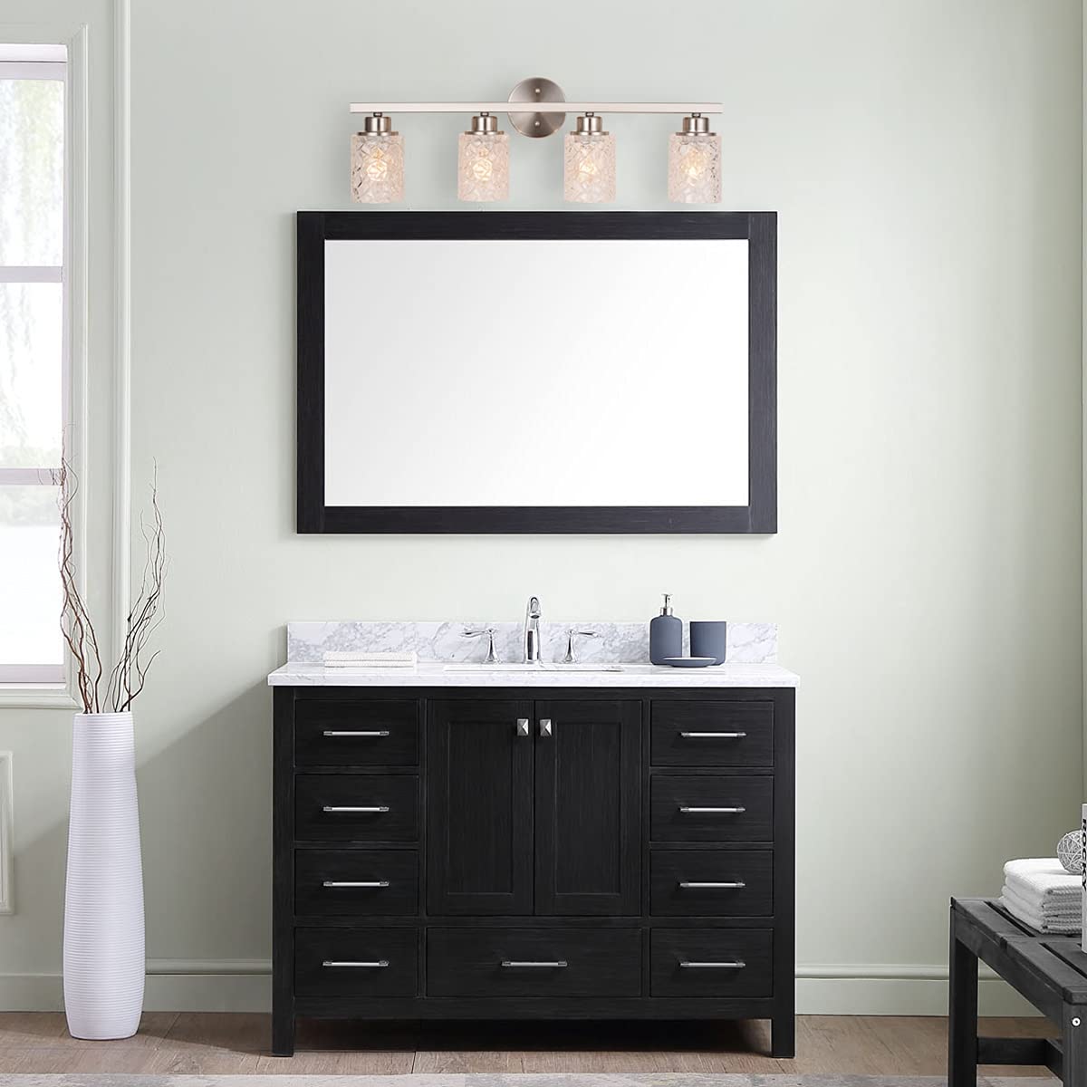 ALICE HOUSE Vanity Lights, 4 Light Wall Lighting, Brushed Nickel, ETL Listed, Model AL9082-W4