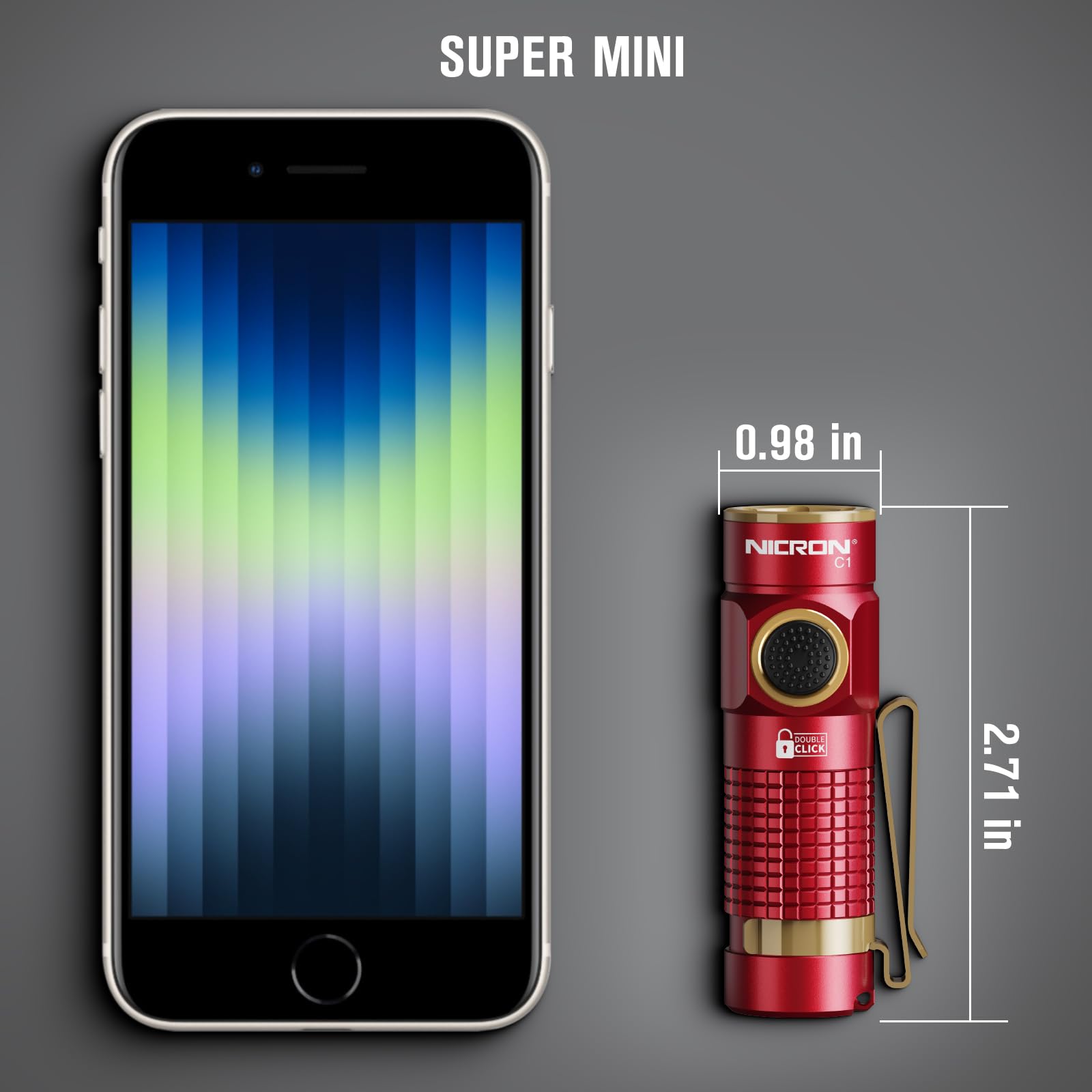 NICRON Mini Flashlight, 1200 lumens Rechargeable led flashlights high lumens with Clip on Flashlight, Tactical flashlights with