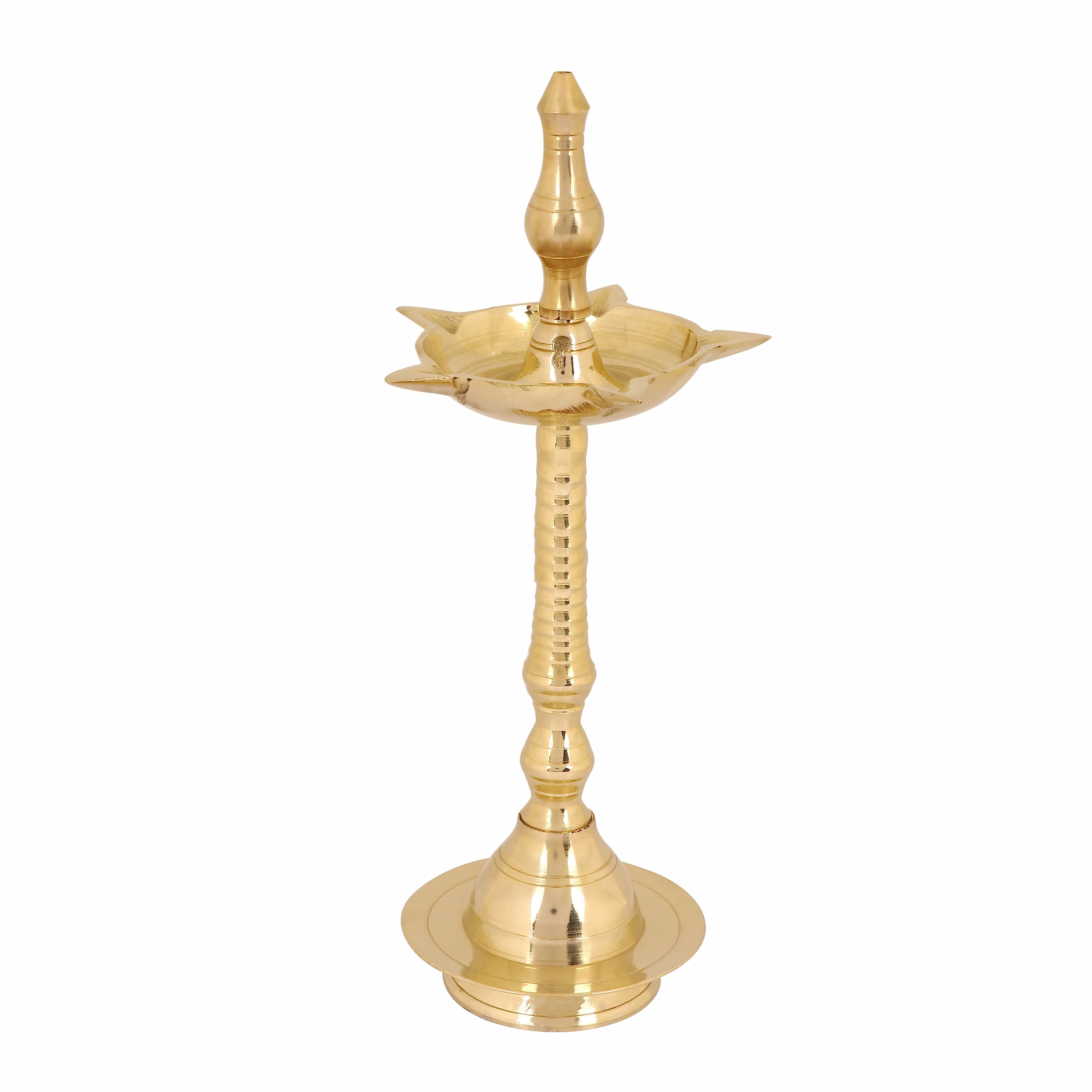 SATVIK 10 Inch Standing Brass Metal Kerala Samai Diwali Deepak for Puja Traditional Panchmahal Pooja Deepam Diya Oil Lamp Kutthu