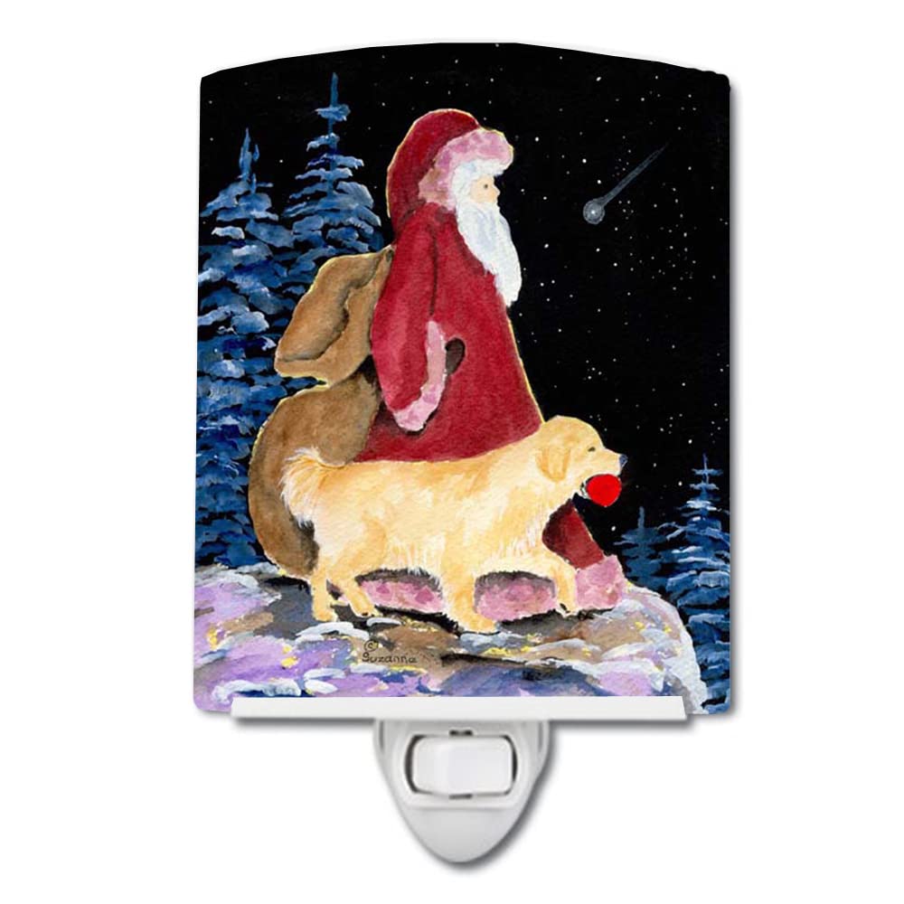 Carolines Treasures Ceramic Night Light, Santa Claus & Golden Retriever, UL-Certified, 6x4x3 inches, Multicolor, Model SS8973CNL