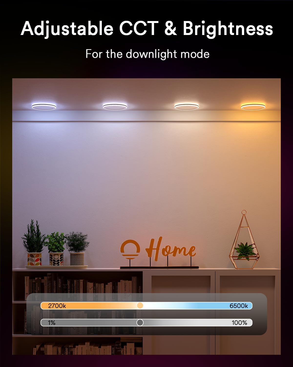 Lumary RGBAI Smart Recessed Lighting, 9W 780LM, 4 Inch Canless Wafer Downlight, WiFi, Metal, Works with Alexa/Google Assistant/Siri