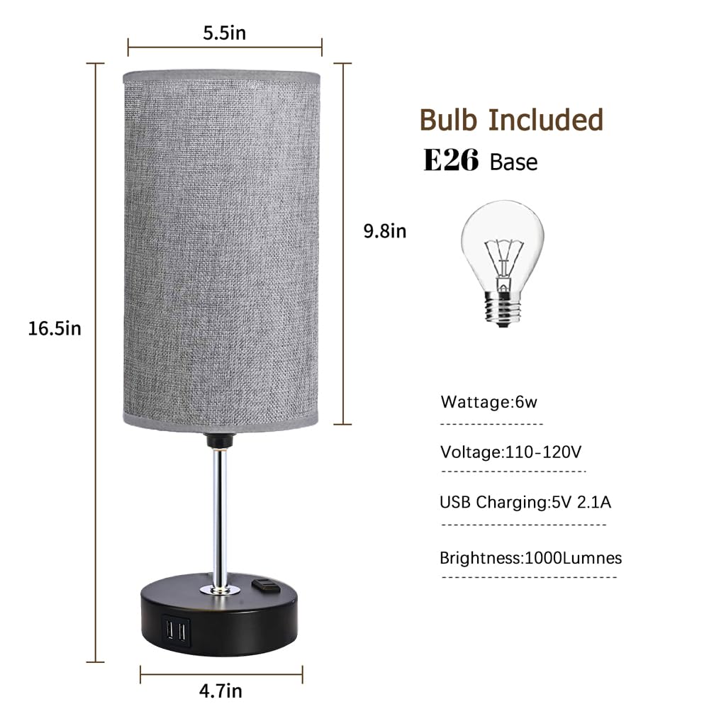 Woderdeng Touch Control Table Lamp - 3-Way Dimmable Bedside Lamps With Usb Port And Outlet,Nightstand Lamp For Bedroom Decor,Lig