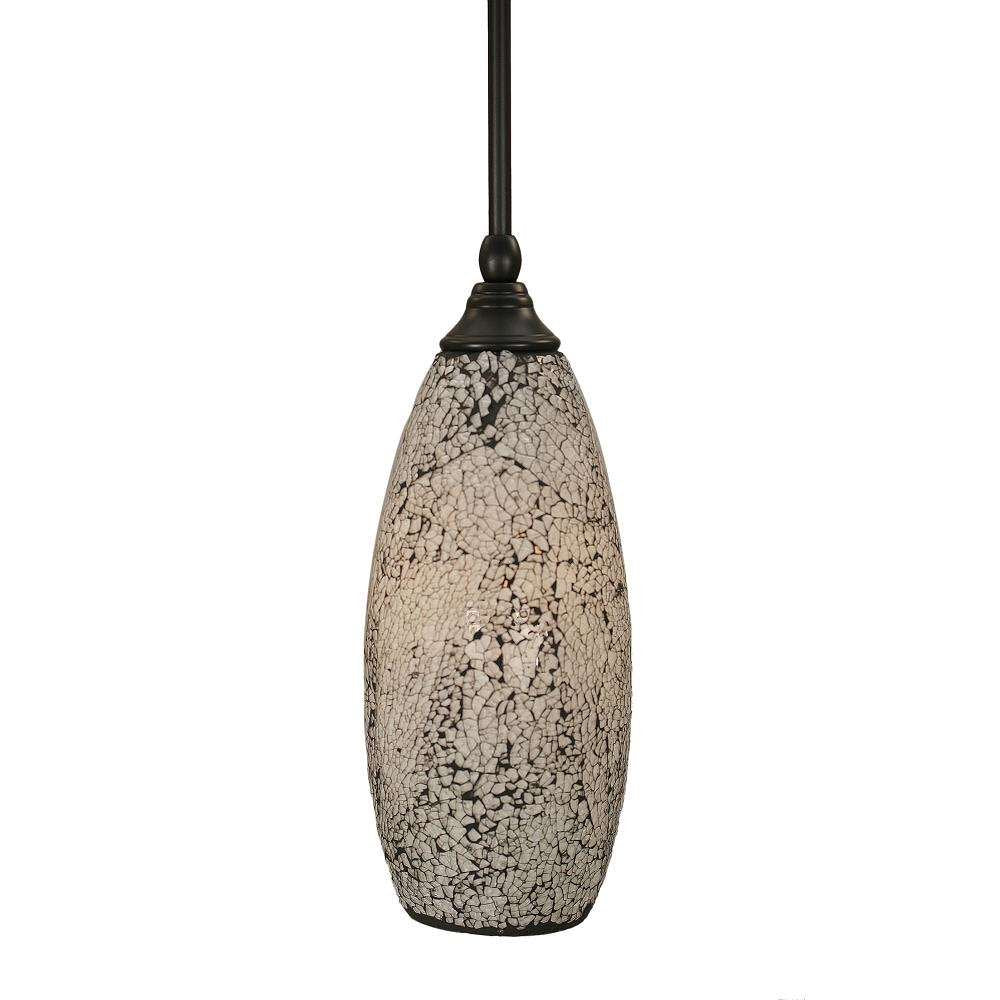 Toltec Lighting 23-Mb-416 Stem Mini Pendant With Hang Straight Swivel With 5.5&quot; Black Fusion Glass, Matte Black Finish