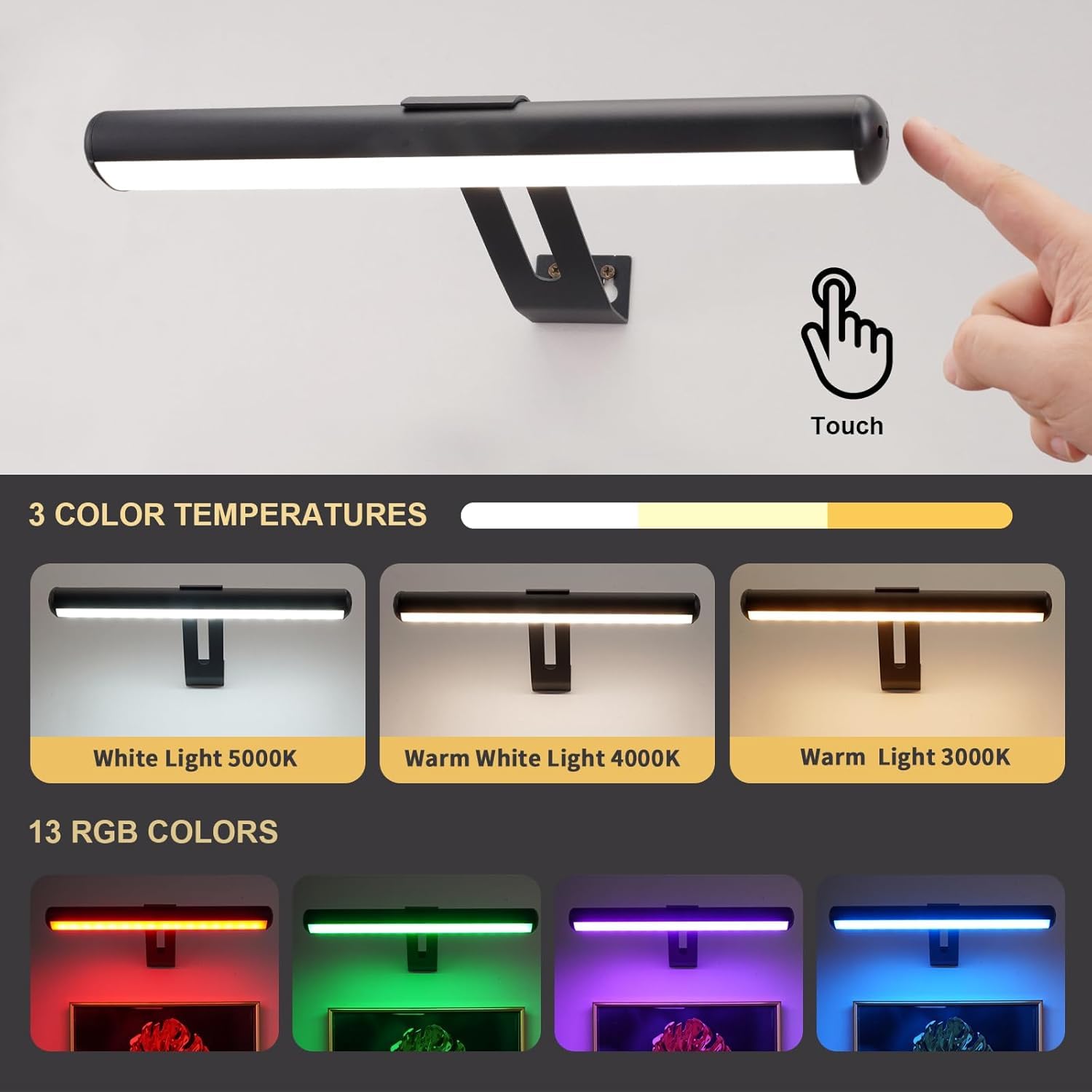 Zocalok Picture Light Battery Operated, Picture Lights For Wall, Wireless Picture Light With Remote For Paintings, 48 Led, 16 Co