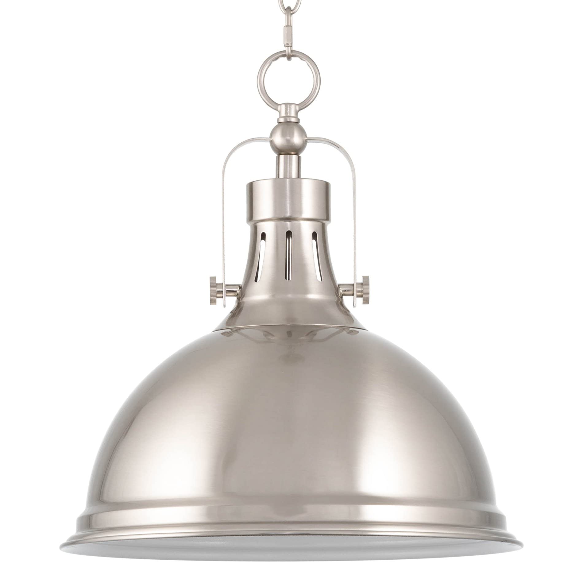 Kira Home Belle Pendant Light, 14in Adjustable Height, Brushed Nickel, Metal, Model RVY-CP6344-1-BN