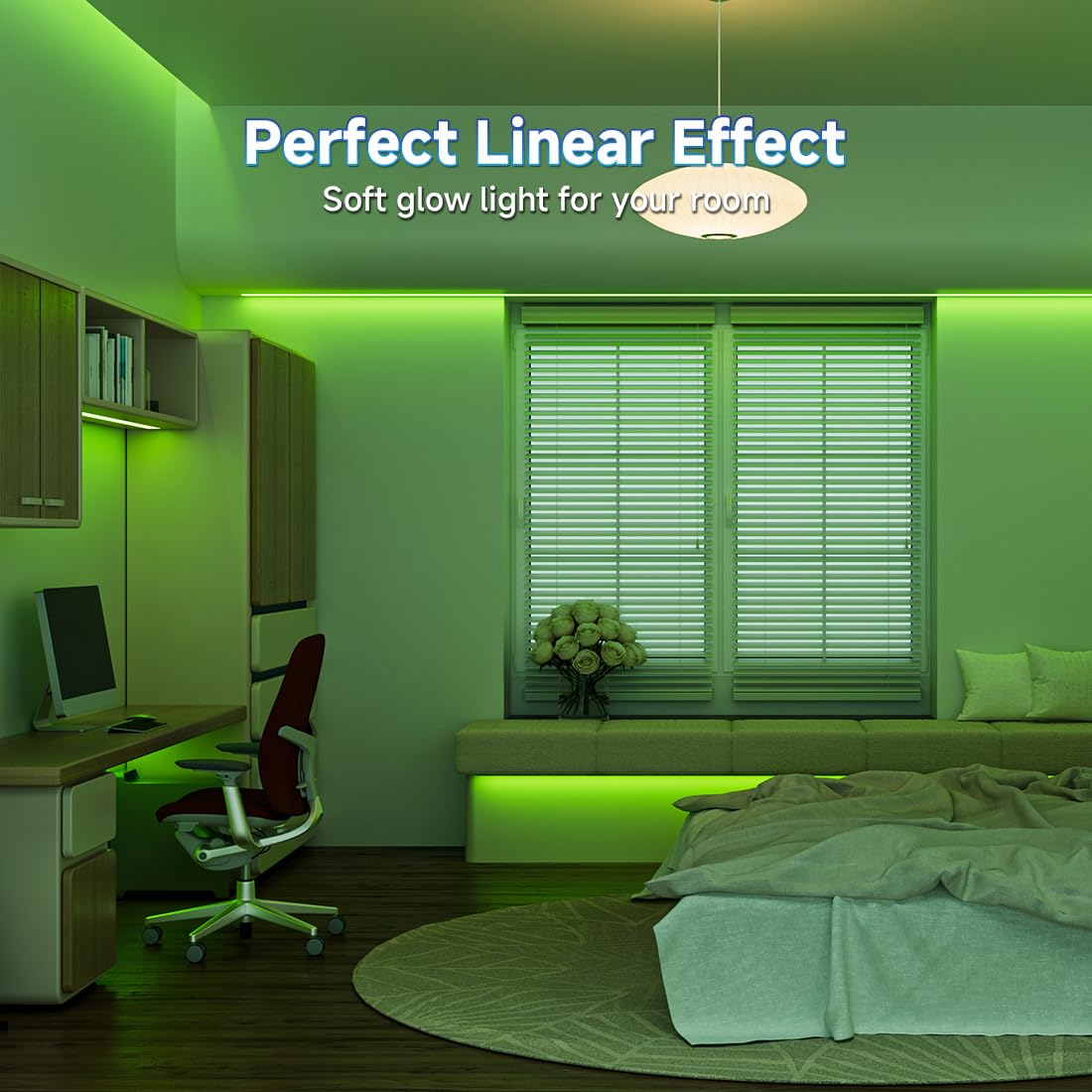 Btf-Lighting Fcob Cob Led Strip Green Color 480Led/M 16.4Ft Dc24V Flexible High Density Uniform Light 8Mm Width Bright Dimmable