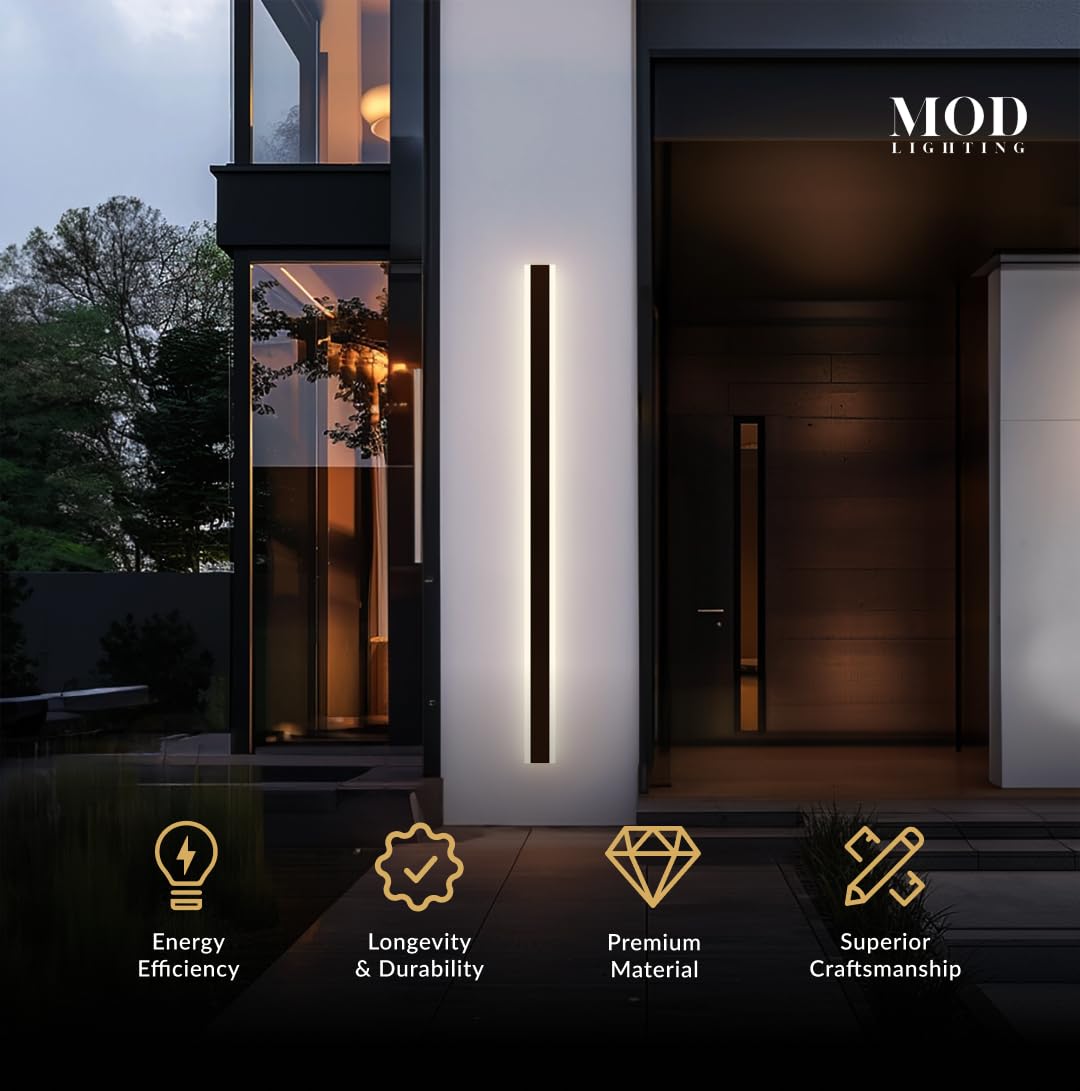 ?????? ???????????????? Haylen | Waterproof Outdoor Wall Light, Led Dimmable With Remote 3000K-6000K, Long Outdoor Porch Lights, Wired Lighting Fixture, Patio Exterior Wall Sconce, 1-Pack (Black, 67")