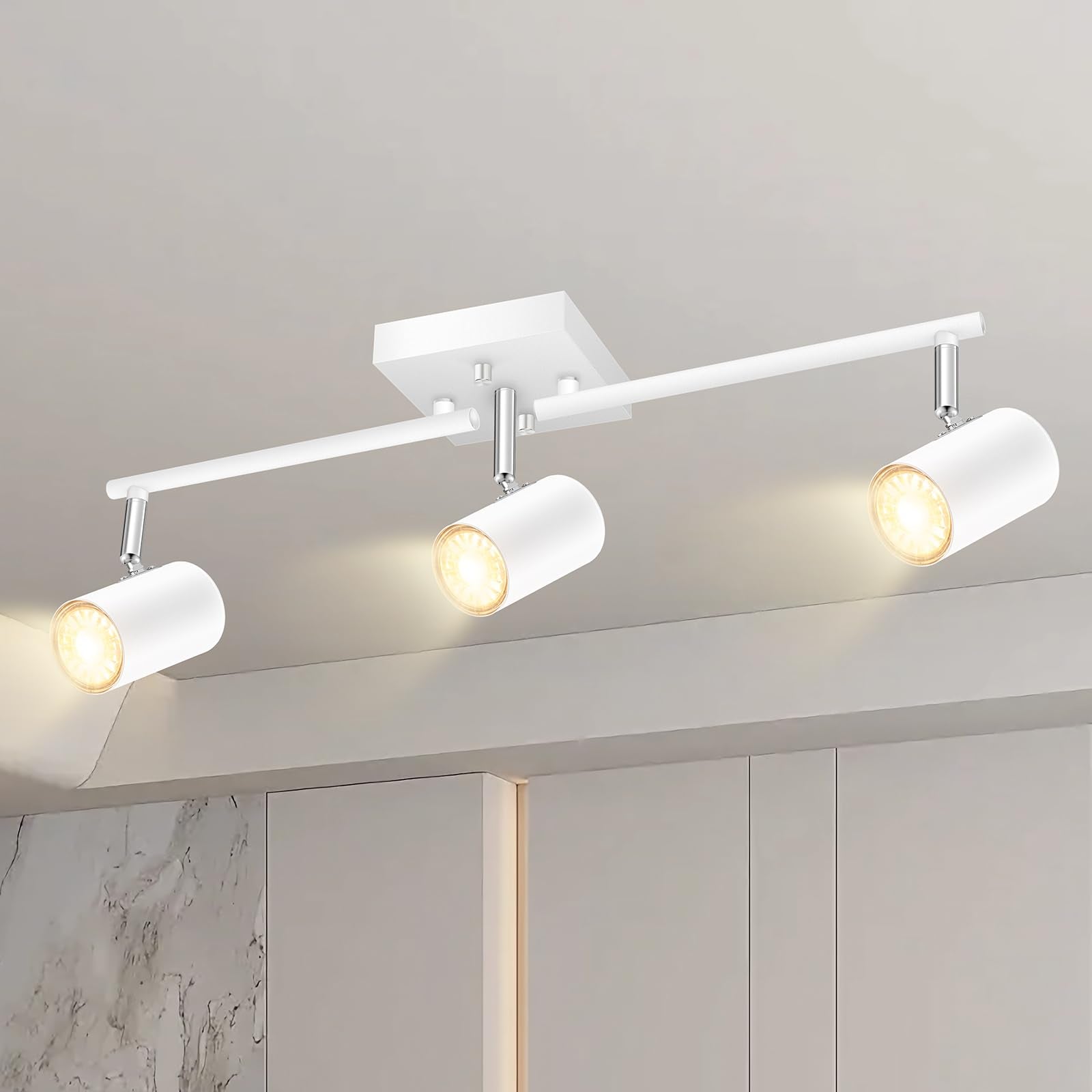 BoostArea Track Lighting Fixtures Ceiling, 3 Way Track Lighting Kit, LED Track Lighting with Rotatable Light Heads, Modern Ceili