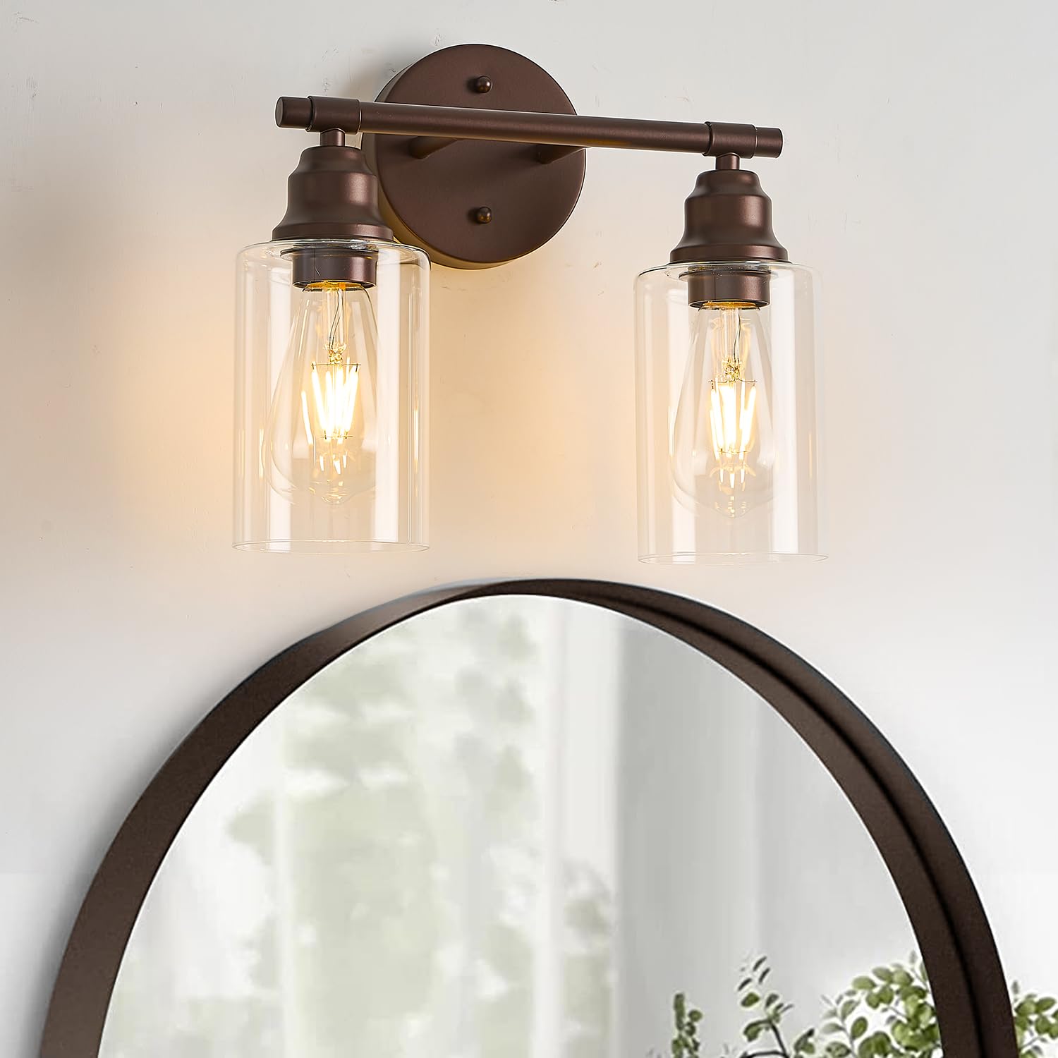 Refice Bathroom Vanity Lights Over Mirrors, 2-Light Vintage Wall Sconces With Clear Glass Shades For Mirror, Living Room, Farmho