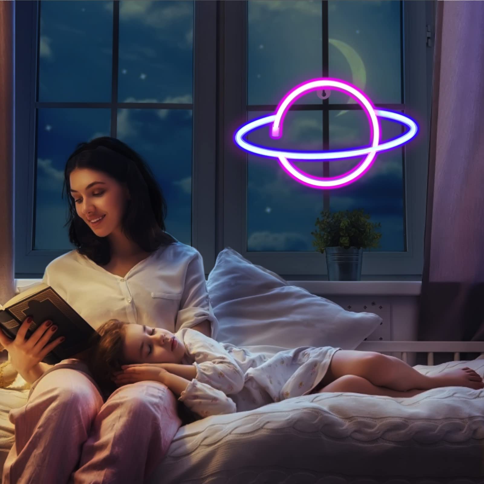 4 Pcs LEDs Decorative Neon Night Signs, Hanging Lighted Up Neon Sign for Bedroom Room Decor Neon Lights Leds Cloud Signs Light S