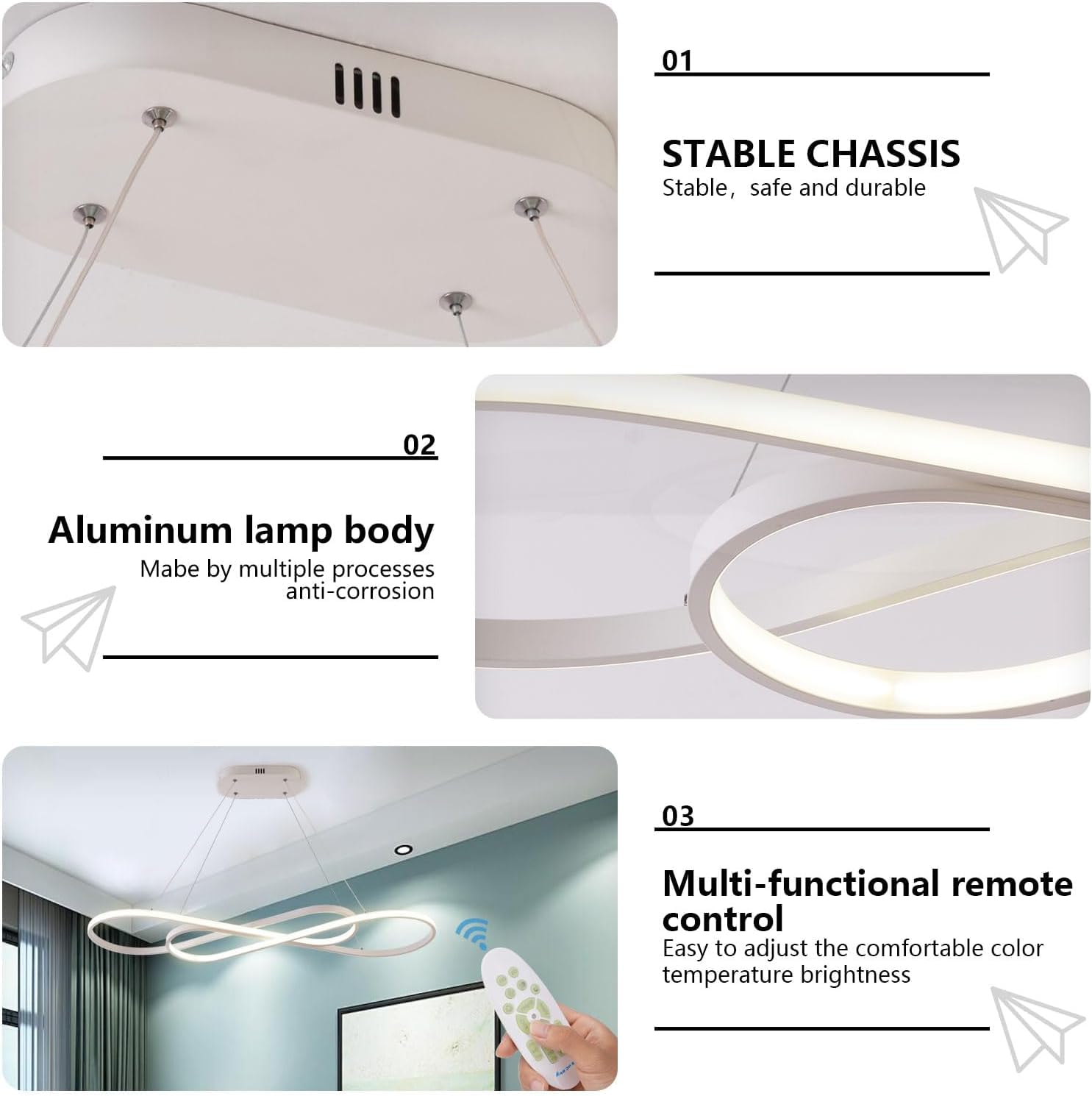 Led Pendant Lights For Kitchen Island,Modern Led Pendant Light Dining Room Chandelier Light Fixture, Dimmable Modern Led Chandelier,Adjustable Height Music Note Shape Modern Led Ceiling Light Fixture