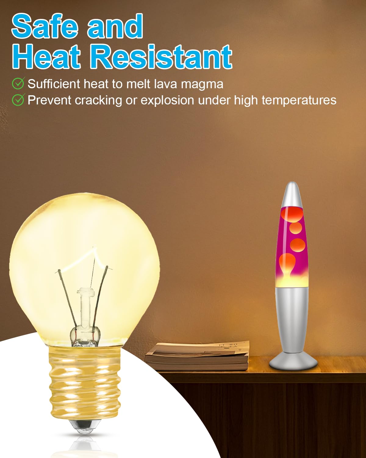 SerBion Lava Lamp Bulbs - E17 Base, 30W, Soft Warm White, 6-Pack, Clear Glass