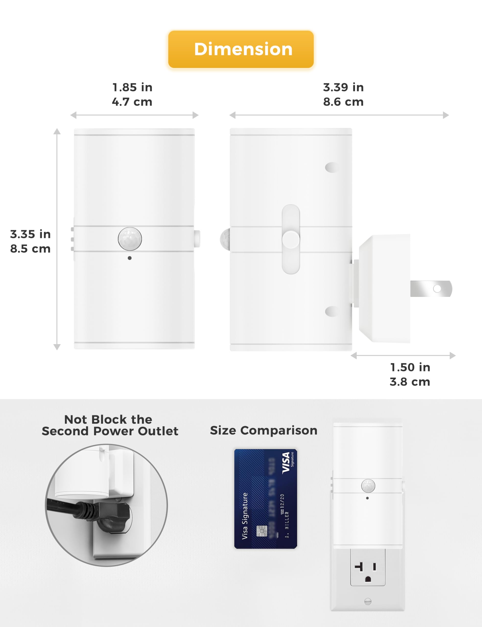 L LOHAS LED Motion Sensor Night Light, 2 Pack, 0-100LM Dimmable, Soft White, Model GY-066-02-WH-US-2