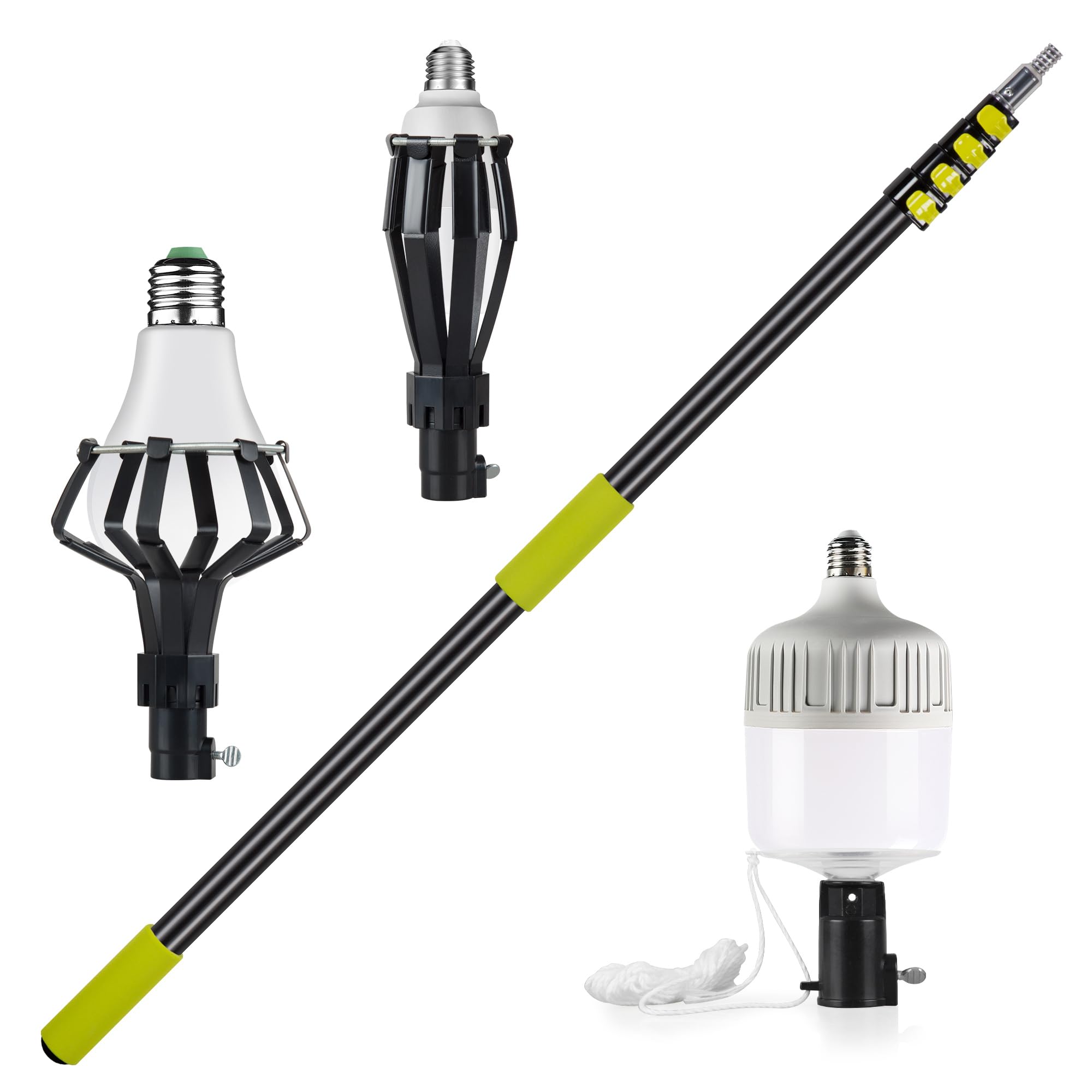 Light Bulb Changer For High Ceilings,4-18Ft Bulb Changing Pole Extension For High Ceilings And Recessed Lights, Light Bulb Remov