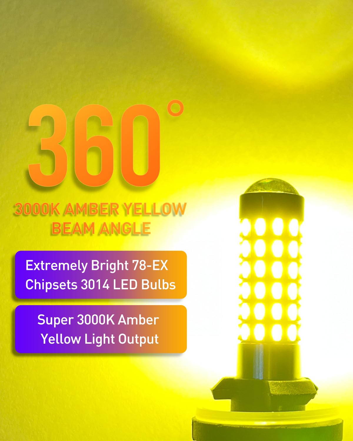 Luyed 880 Led Fog Light Bulb 3000K Amber Yellow 300% Super Brighter 1:1 Mini Size 886 890 892 893 Led Bulb With Projector For Fo
