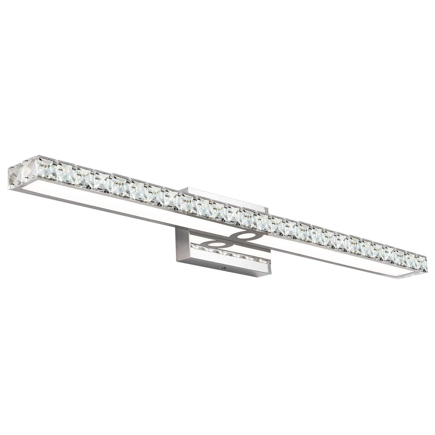 SOLFART Crystal Vanity Lights LED Dimmable Bathroom Fixtures 33.5in Chrome Modern Design