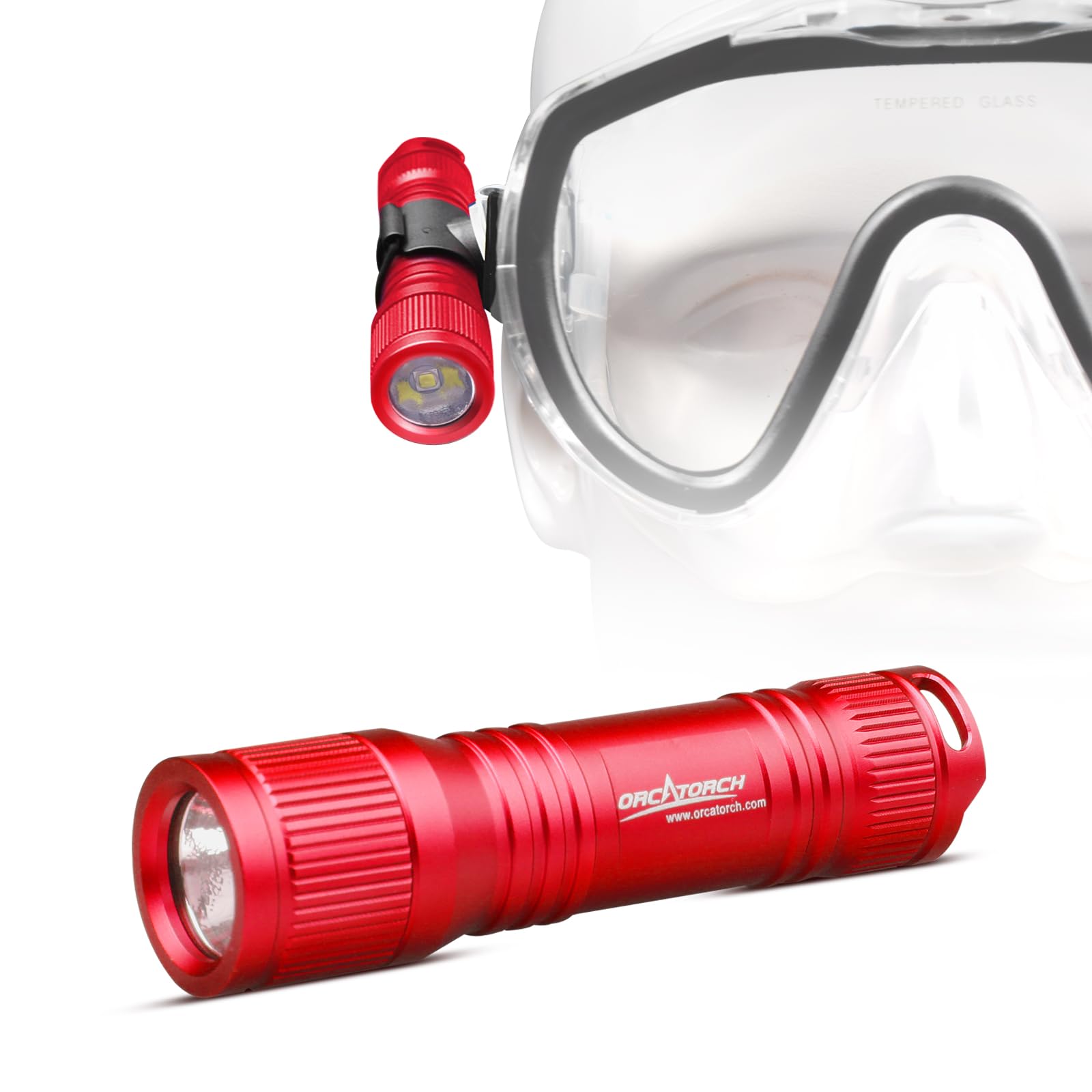 ORCATORCH D560 Mini Scuba Dive Light Headlamp 650 Lumen Mask Diving Flashlight with 360 Rotatable Mask Clip, Underwater 150m Bac