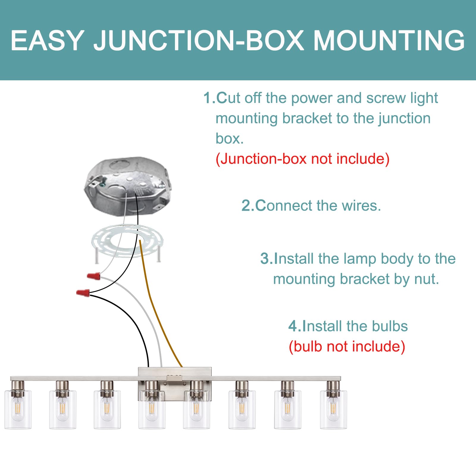 Hdasic 8 Light Bathroom Vanity Light  Large Brushed Nickel Vanity Lights Fixtures  Bathroom Lighting Fixture Over Mirror With Clear Glass Shade For Mirror  Bedroom  Living Room  Wall Lamp