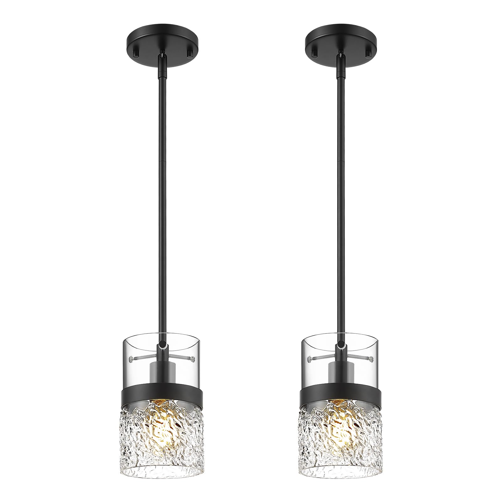 LMS 2-Pack Pendant Lights, 5 Inch Dia Industrial Linear Light Fixtures for Kitchen Island with Adjustable Rods, Medium Hanging L