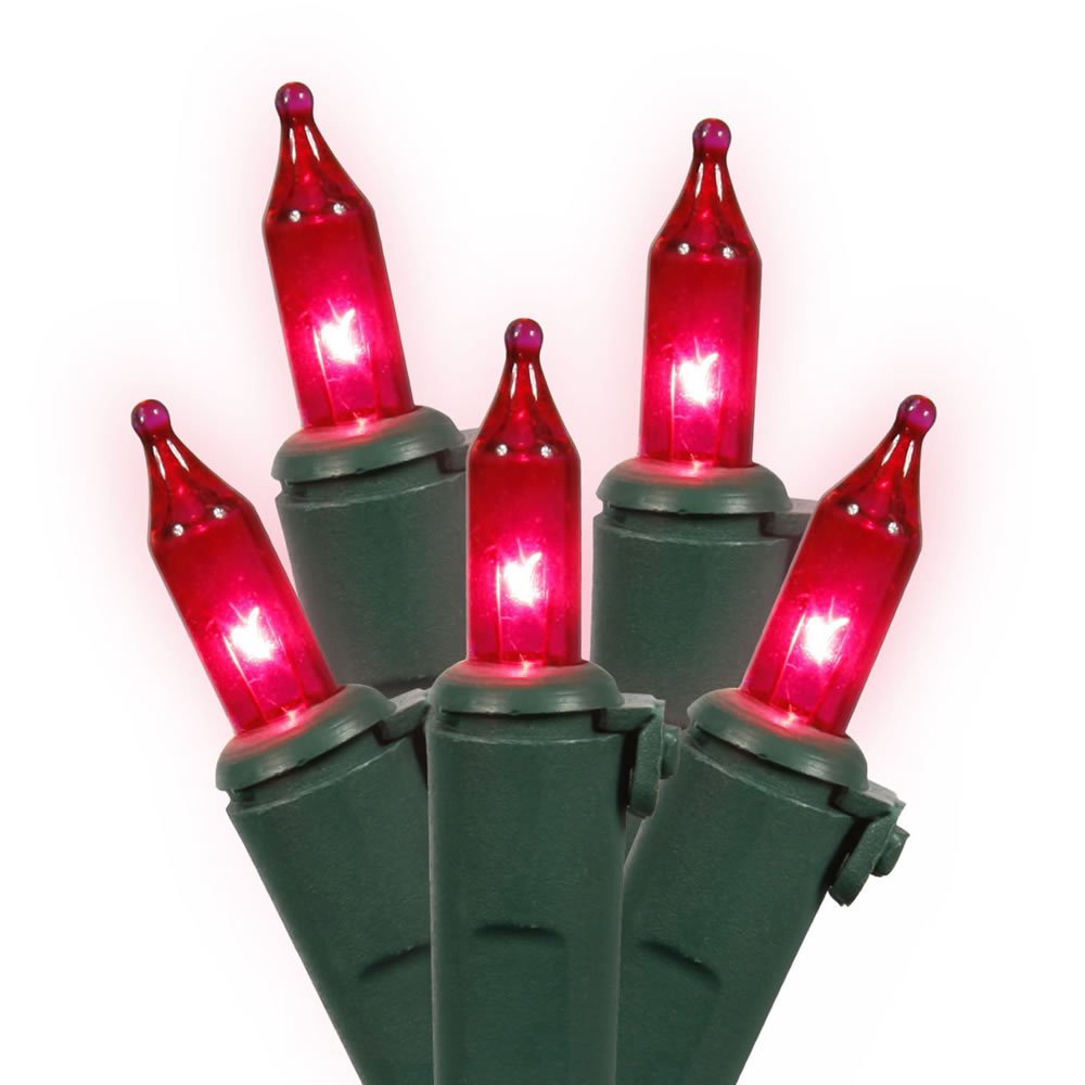 Vickerman W5G1008 100LT EC Lock Set String Lights with Grey Wire, 5&quot; x 46', Pink