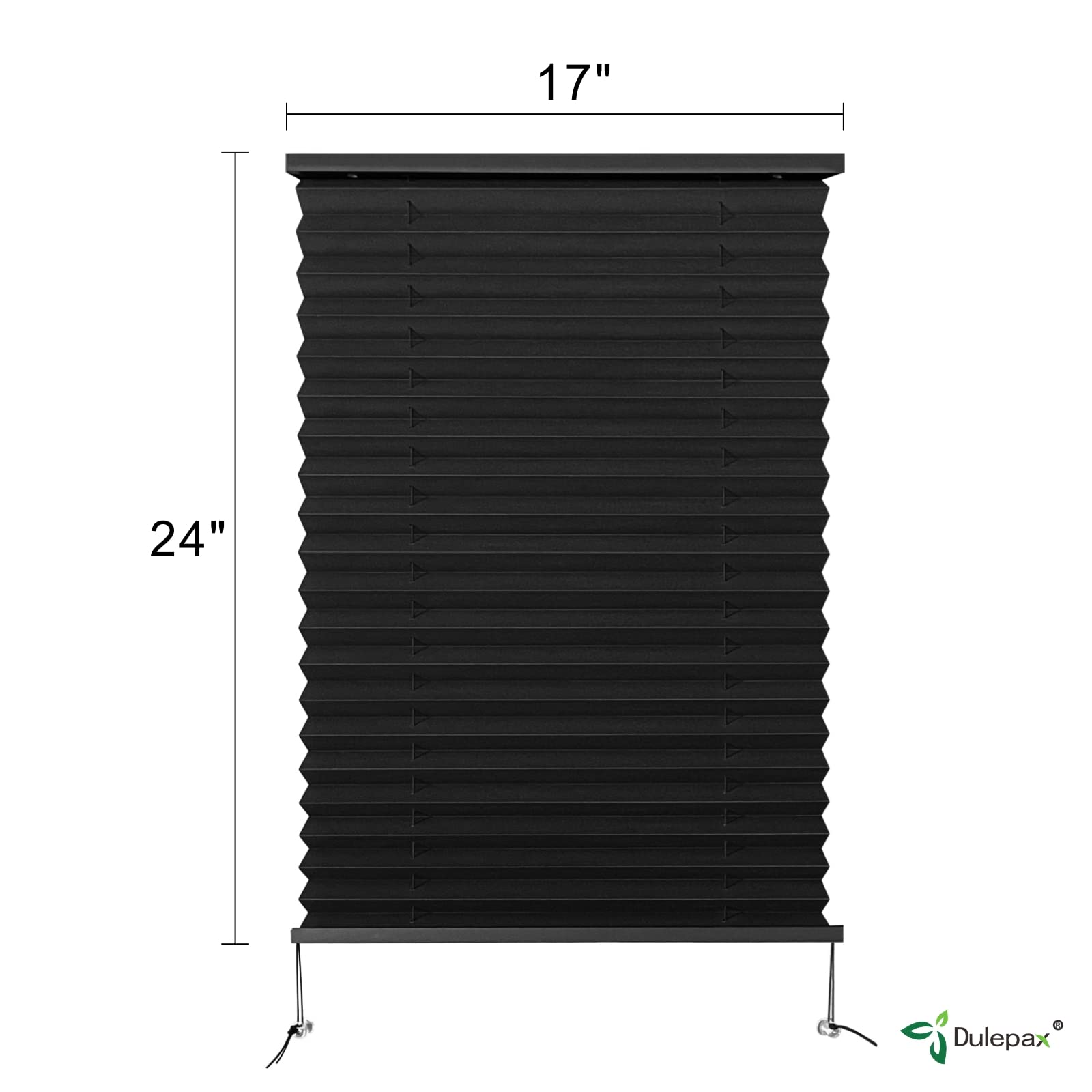 Dulepax RV Blinds - 17"W x 24"H Pleated Shades, Black RV Window Shades for Campers & Motorhomes, Model S76324