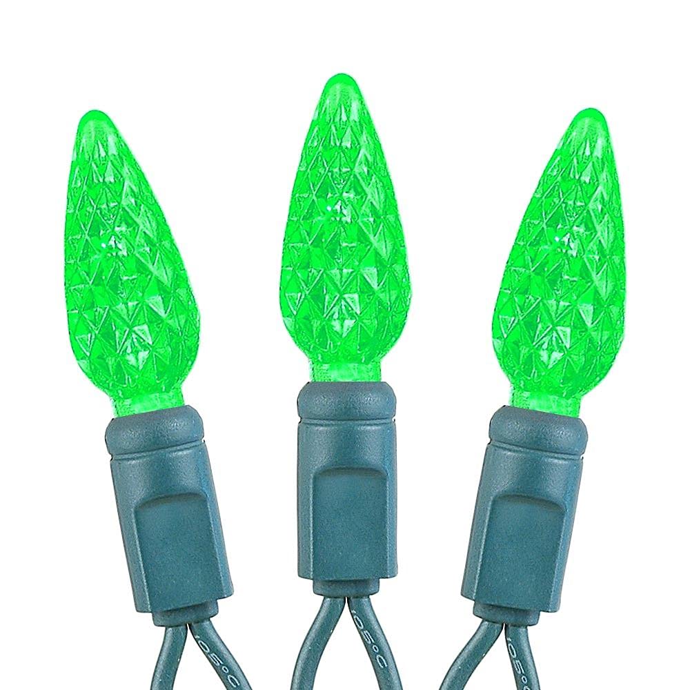 Novelty Lights C6 Led Christmas Mini Light Set, 70 Lights, 24Ft, Green Wire, Commercial Grade Outdoor Lighting