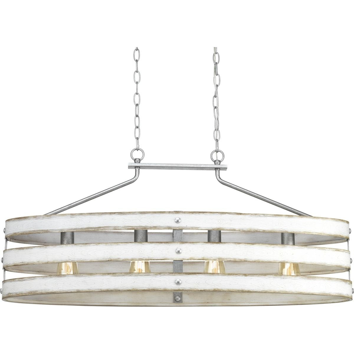 Progress Lighting Gulliver Collection 4-Light Coastal Linear Chandelier Light Galvanized, Gray