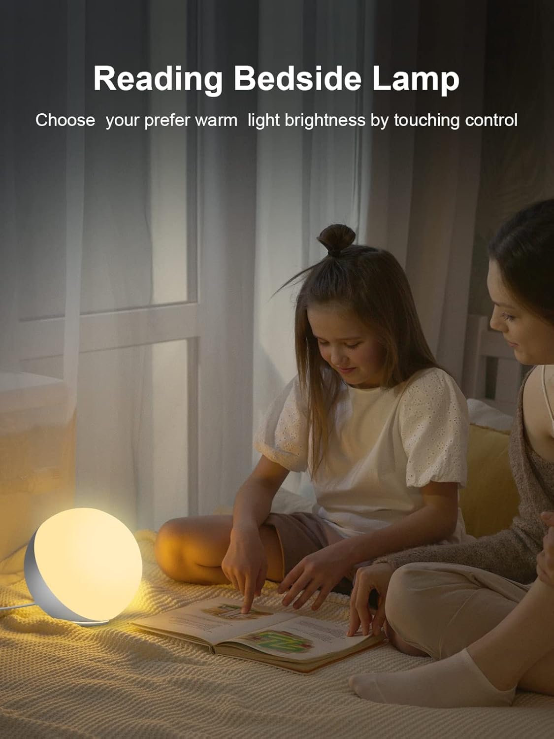Easemo Bedside Lamp For Bedroom, Led Touch Lamp With Charger, Dimmable Bedside Lamp With Warm & White Light, Multicolor Night Li