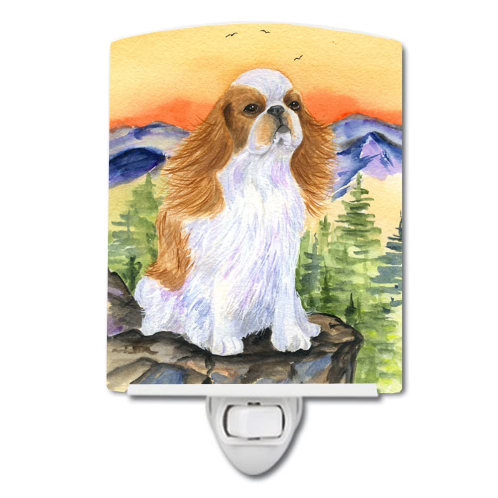 Caroline'S Treasures Ss8311Cnl English Toy Spaniel Ceramic Night Light Compact, Ul-Certified, Ideal For Bedroom, Bathroom, Nursery, Hallway, Kitchen, 6X4X3, Multicolor
