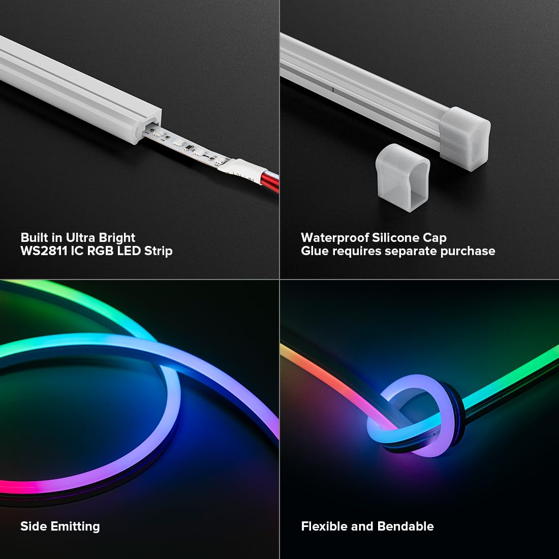 Btf-Lighting Ws2811 Ic Rgb Chasing Color Neon Light 9.8Ft Dc24V 54Ic 108Led/M T0817 Ip67 Waterproof Flexible Addressable Rope Led Strip For Wall Bedroom Indoor Diy Decor (No Adapter Or Controller)