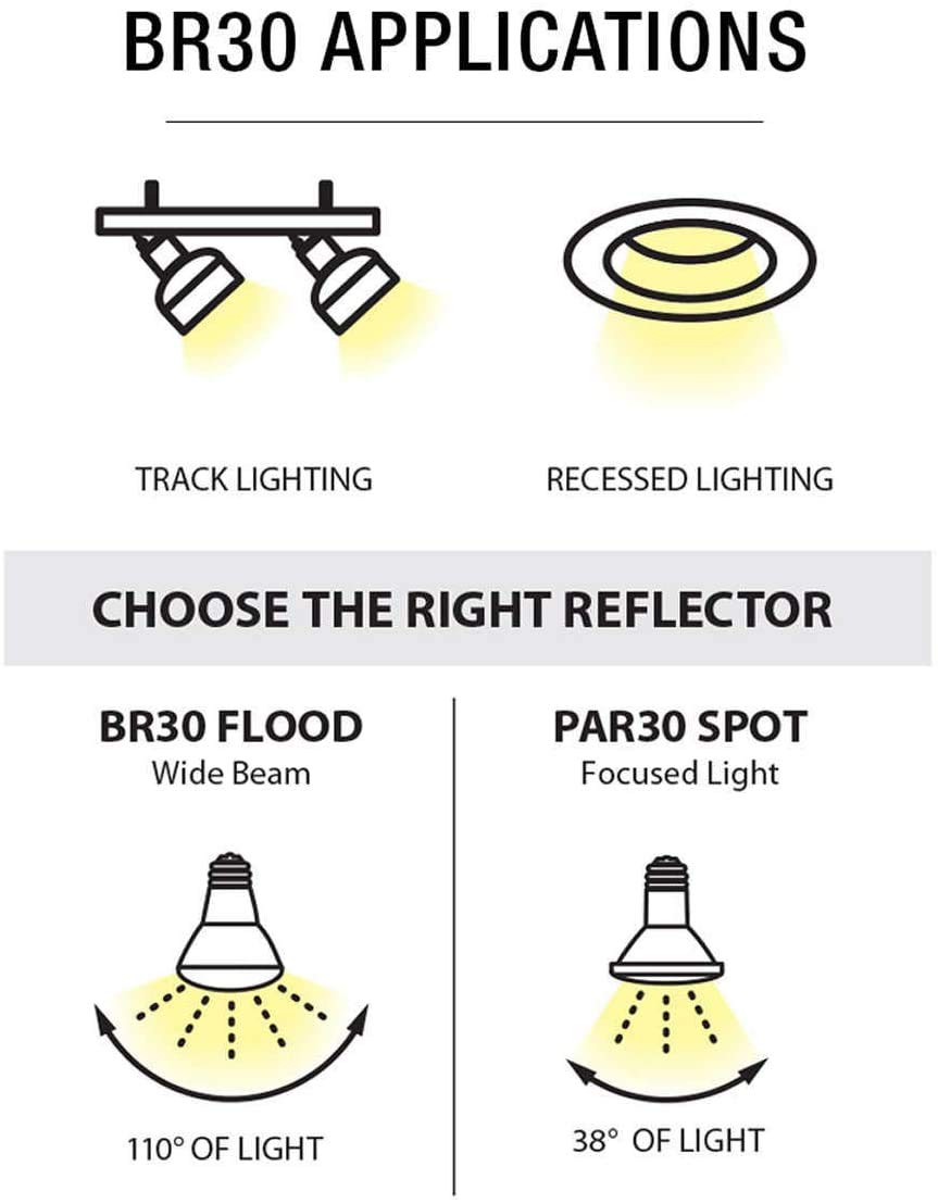 Feit Electric BR30 LED Bulb, Dimmable, 50W Equivalent, E26 Base, 6 Count, Model BR30DM/850/10KLED/6