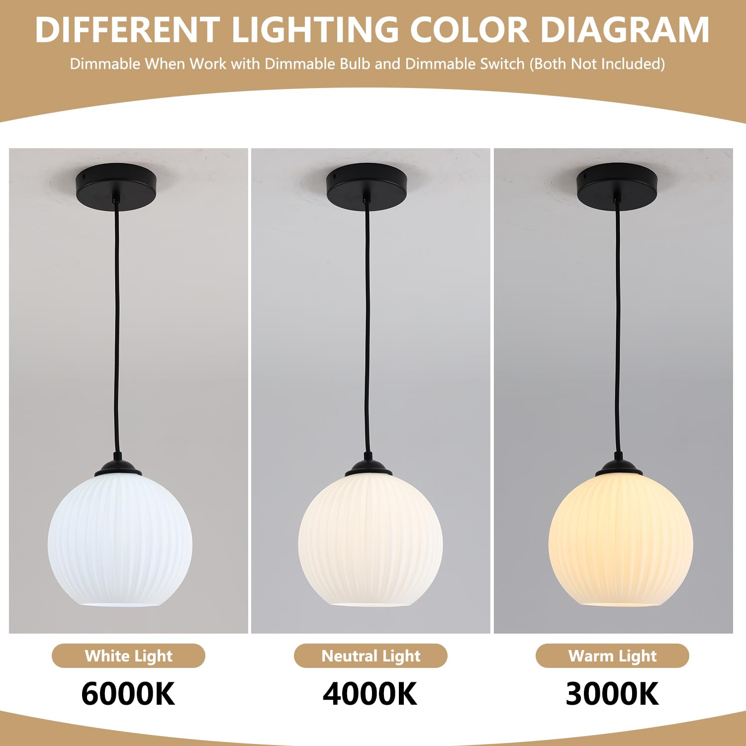 Kco Lighting Milk Glass Globe Pendant Light Industrial Vintage Ribbed Pendant Light Black Ceiling Pendant Light Fixture White Gl