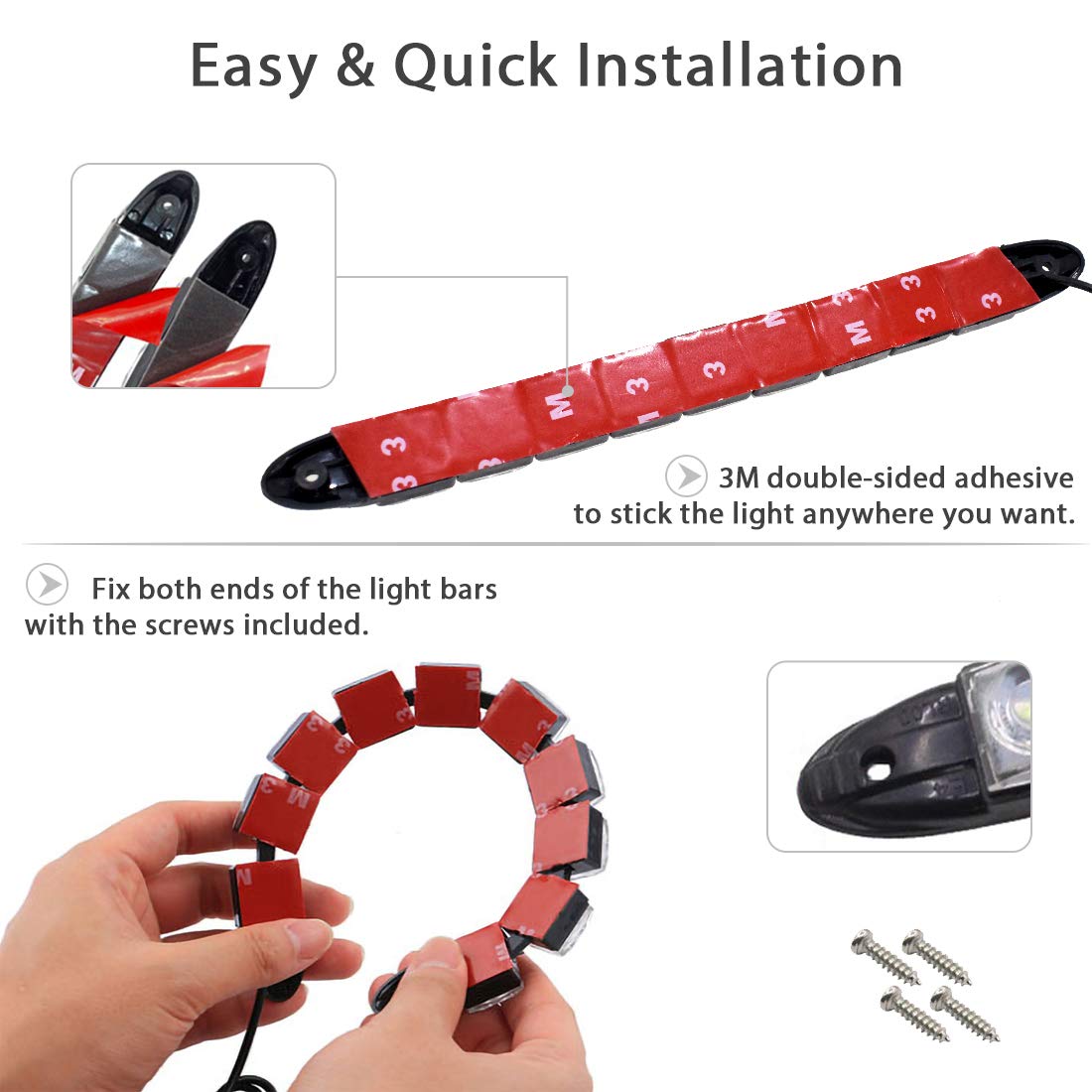 Acelane LED Navigation Lights for Boats, IP67 Waterproof, Green & Red Strip Lights for Bow Side Port Starboard