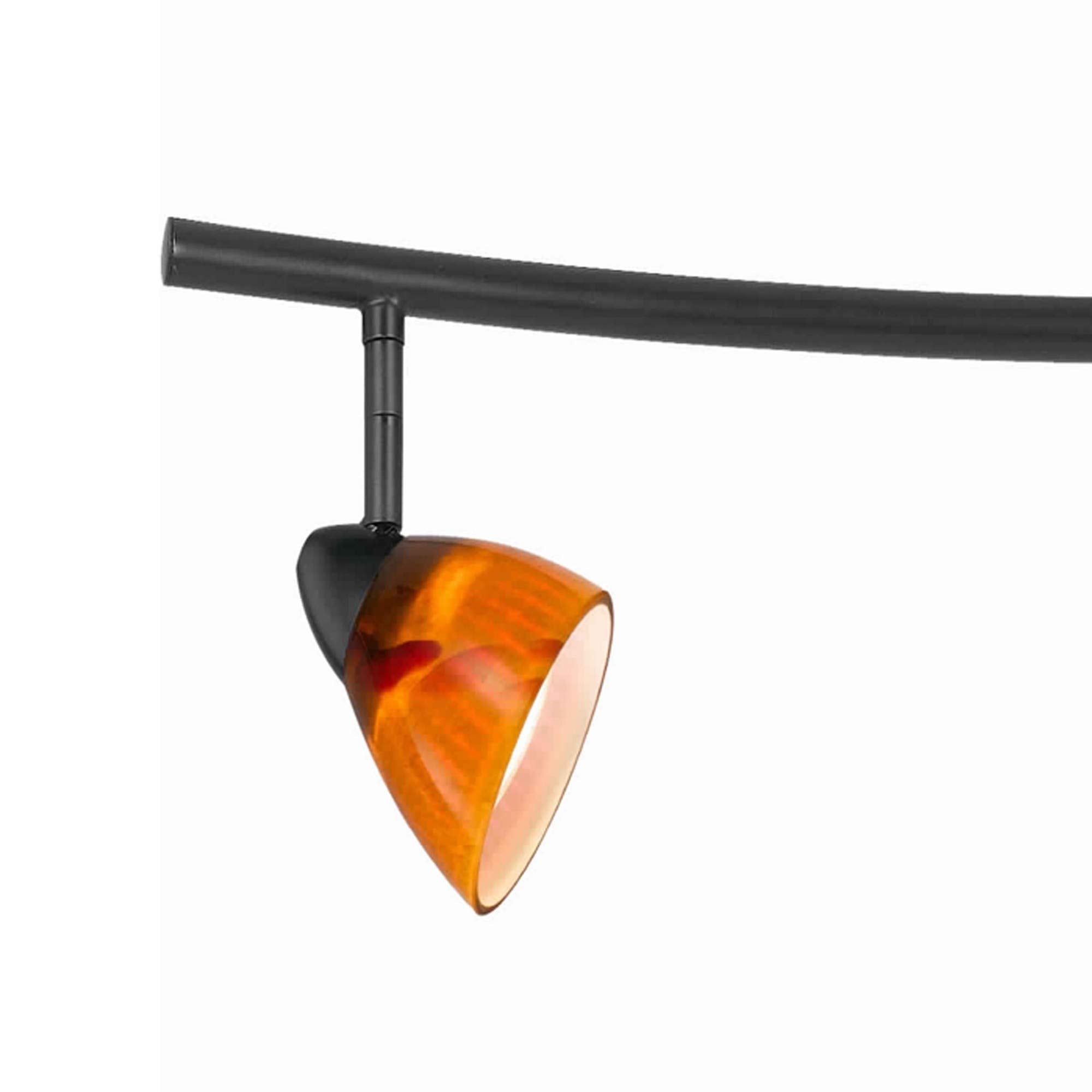 Benzara 5 Light Metal Track Light Fixture, Black and Orange, Model BM225644, Glass Shades