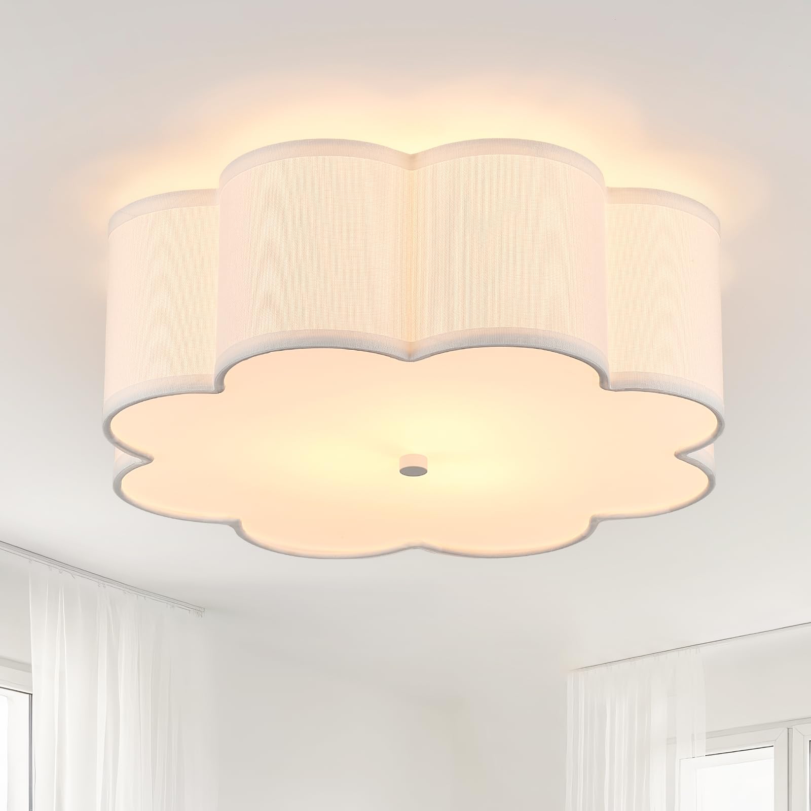 Widluth Modern Drum Semi Flush Mount Ceiling Light 3-Lights Modern 17.71'' White Drum Ceiling Lighting Fixture Vintage Modern Li