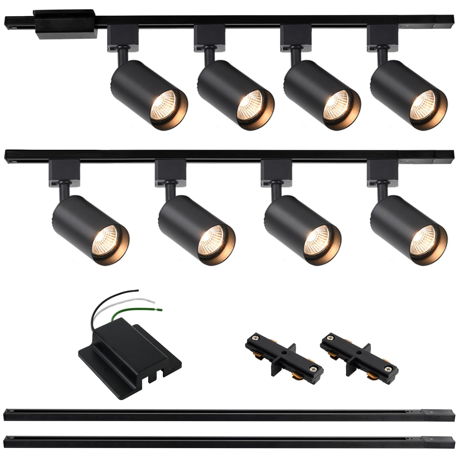 Hiiglxii 8-Light LED Track Lighting Kit with 6.6FT H Track Lighting Rails & Floating Canopy Connector, GU10 Track Light Kit, Mod