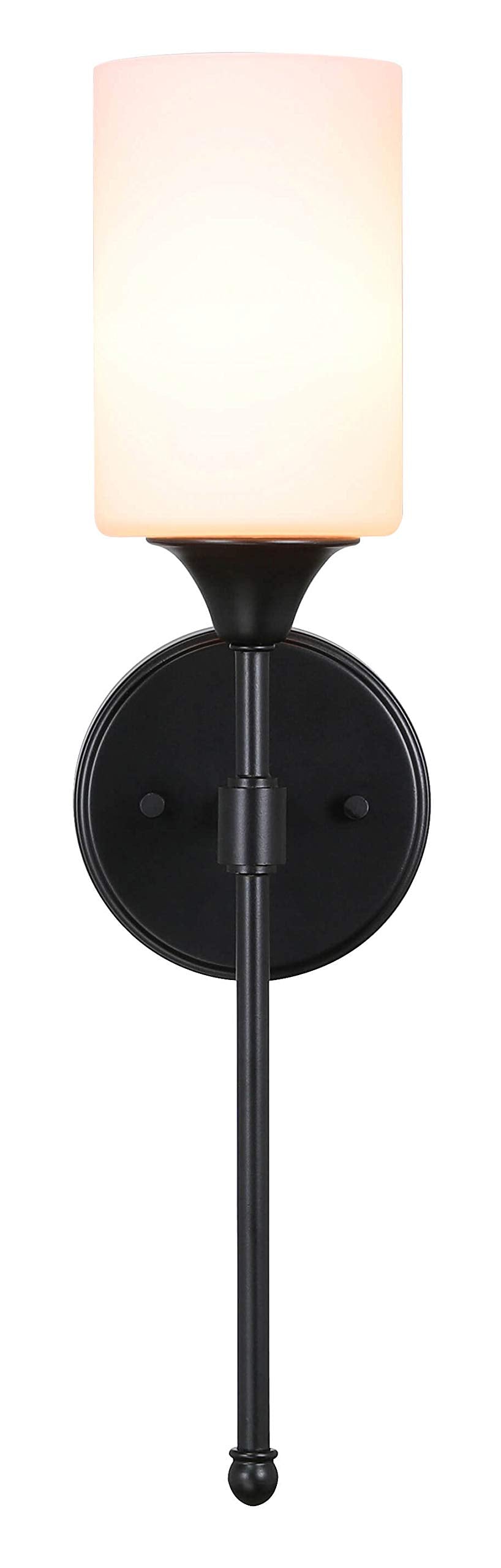 XiNBEi Lighting Wall Sconce, Bathroom Vanity Light with Glass, Wall Fixture Matte Black Finish for Bathroom XB-W1216-MBK