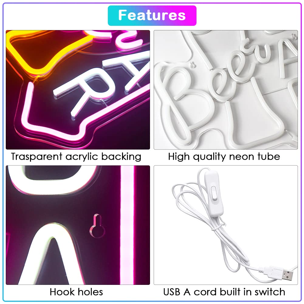 JURONGYILU Neon Sign - LED Wall Decor, 15inx12.6in, Colorful Acrylic for Home Bar, Cafe, Restaurant, Man Cave