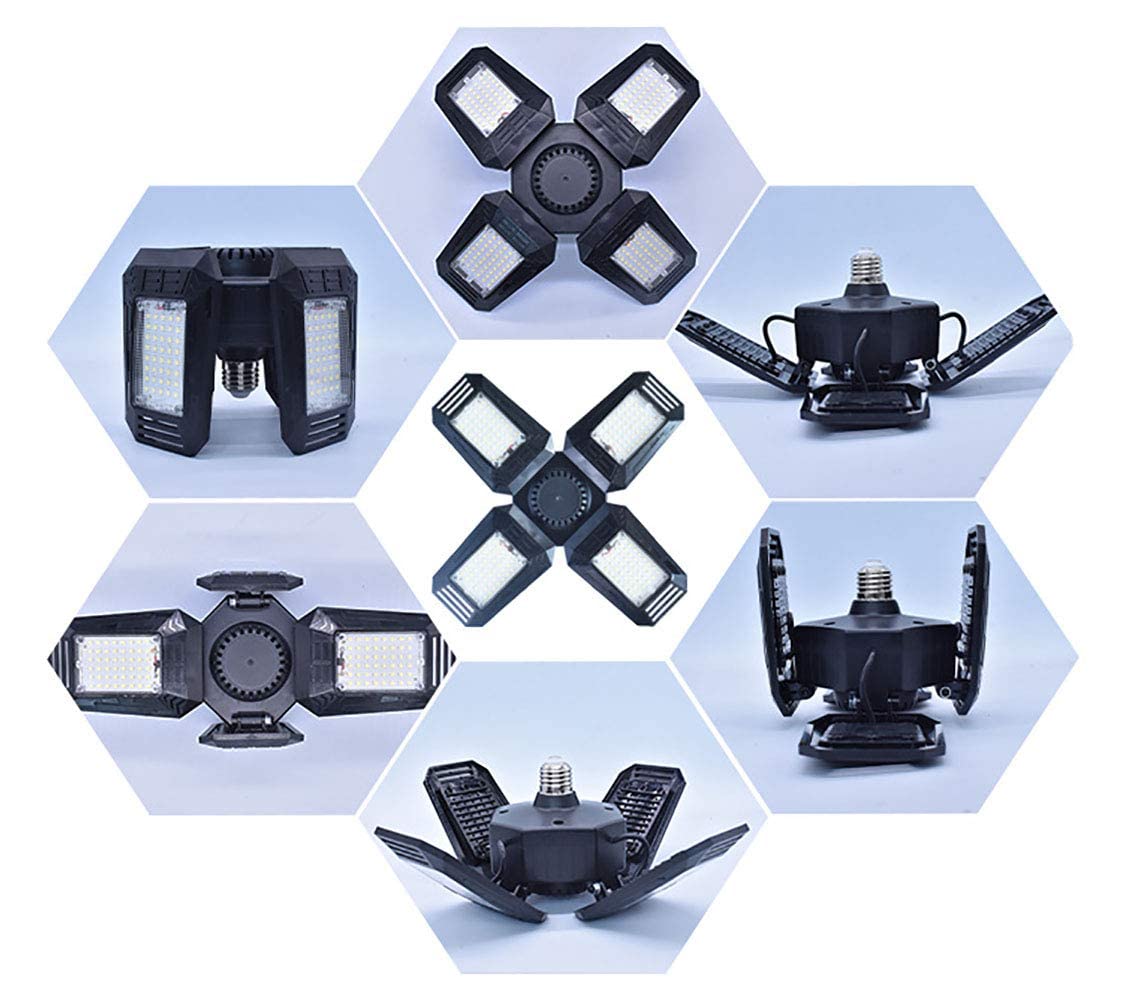 Anypowk Deformable Led Garage Lights - 12000 Lumen 6500K Daylight 120W, Four Leaf Garage Organization Ceiling Lighting, Pack Of