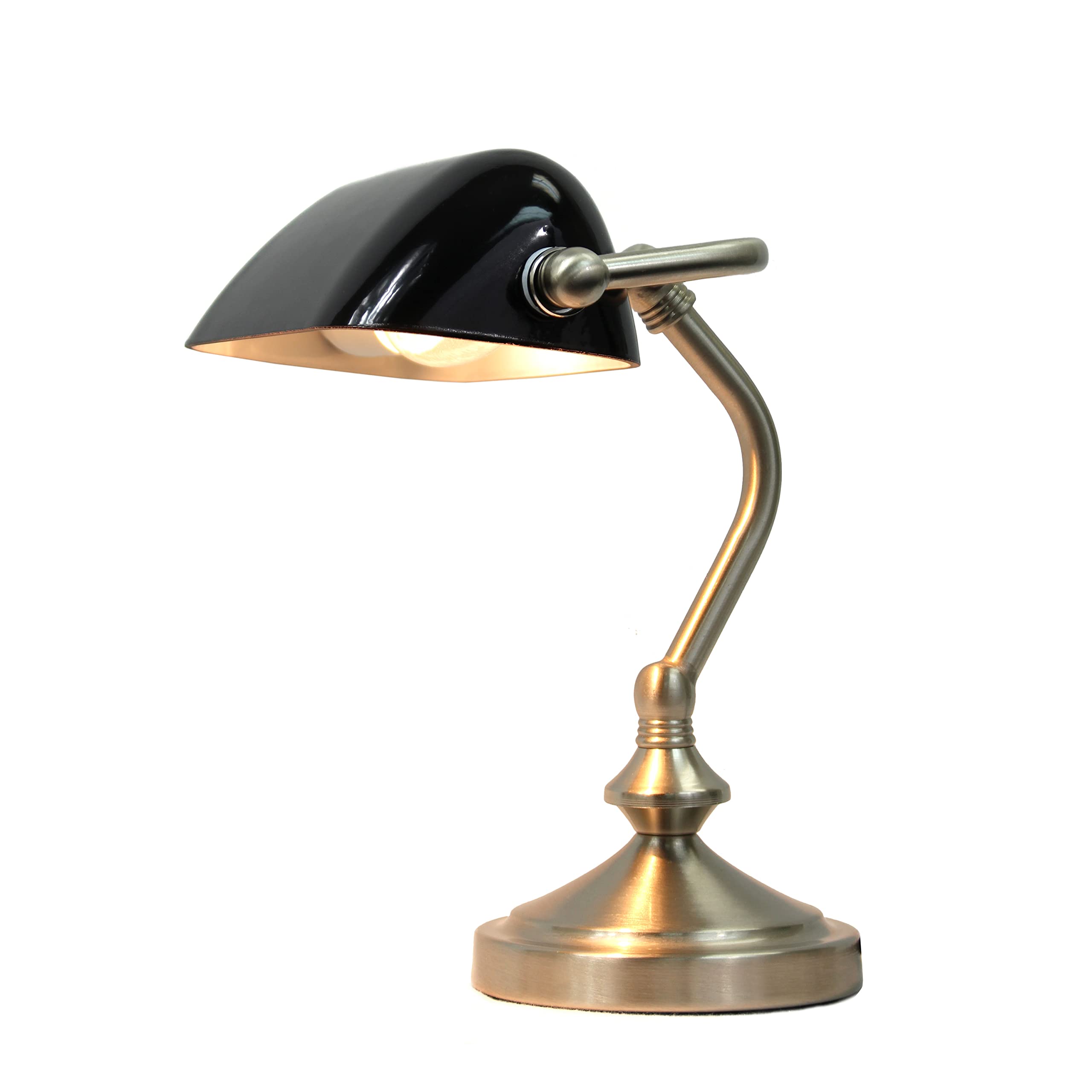 Simple Designs Lt3057-Blk Traditional Mini Banker'S Lamp With Glass Shade, Black