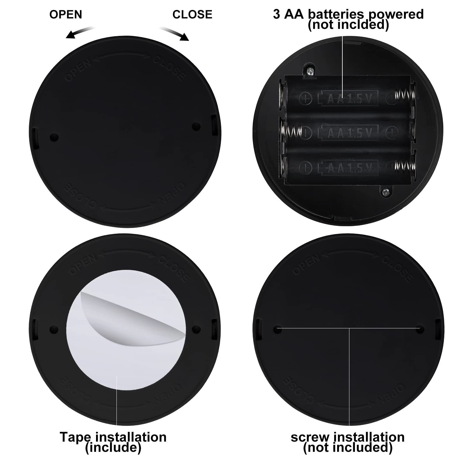 Hortsun 6-Pack Led Battery Operated Spotlights, 13 Color Rotatable Wireless Indoor Lighting, Black