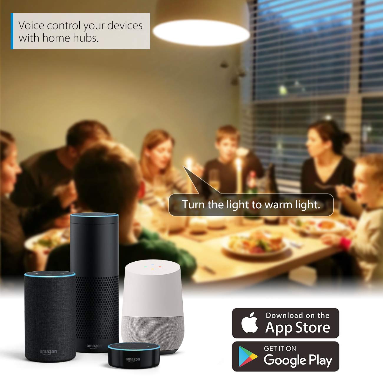 LVWIT Smart LED Light Bulbs, 8.5W, RGB Color Changing, E26, Works with Alexa & Google Assistant, 4 Count