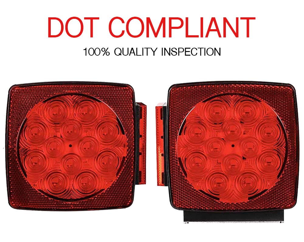 Maxxhaul 50343 12V Led Submersible Left And Right Trailer Lights For Trailers Less Than 80'' Wide