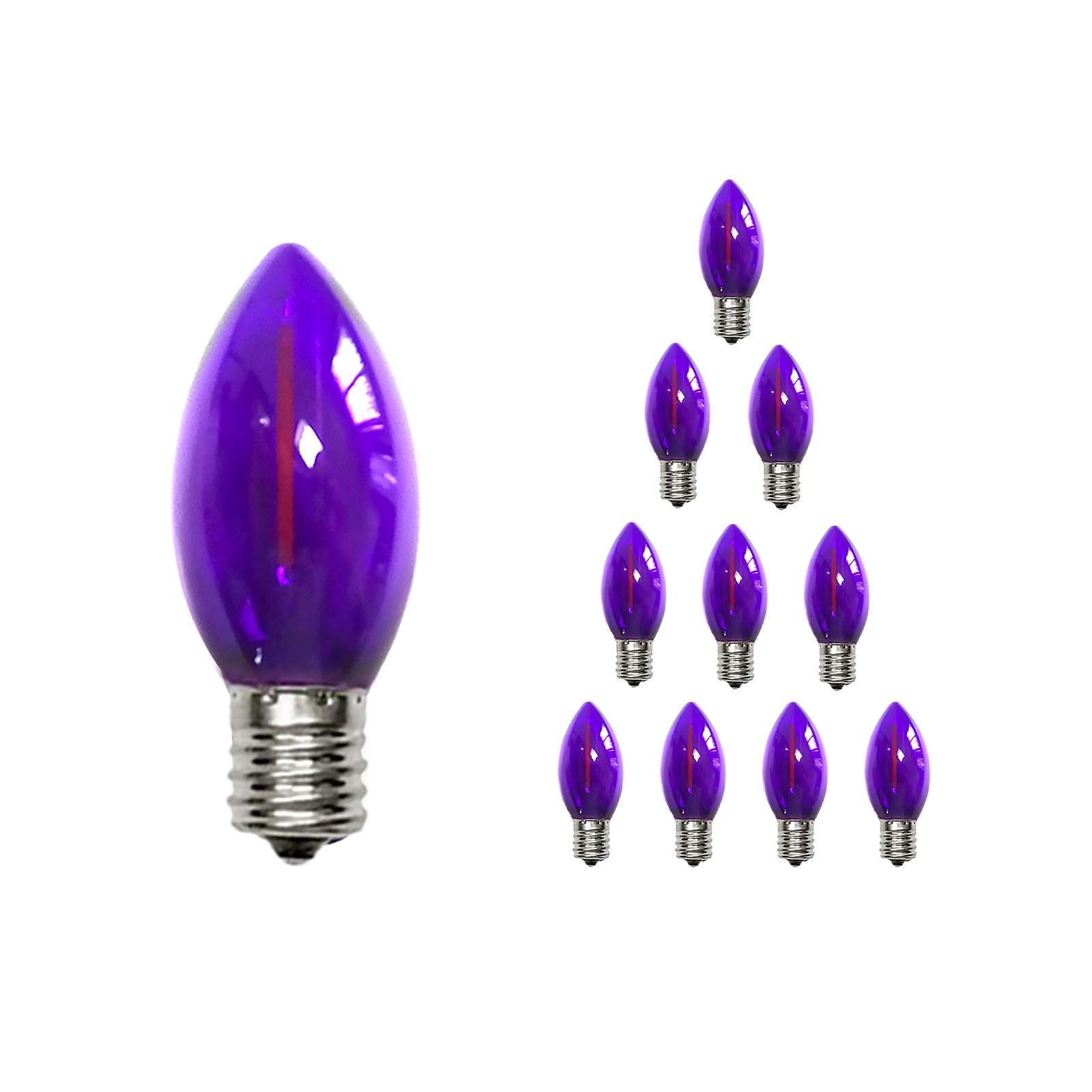 Chyparty 10 Pack C7 Replacement Bulbs, Dark Purple Led Halloween Light Bulbs For Outdoor String Lights, Patio, Christmas Decor, 